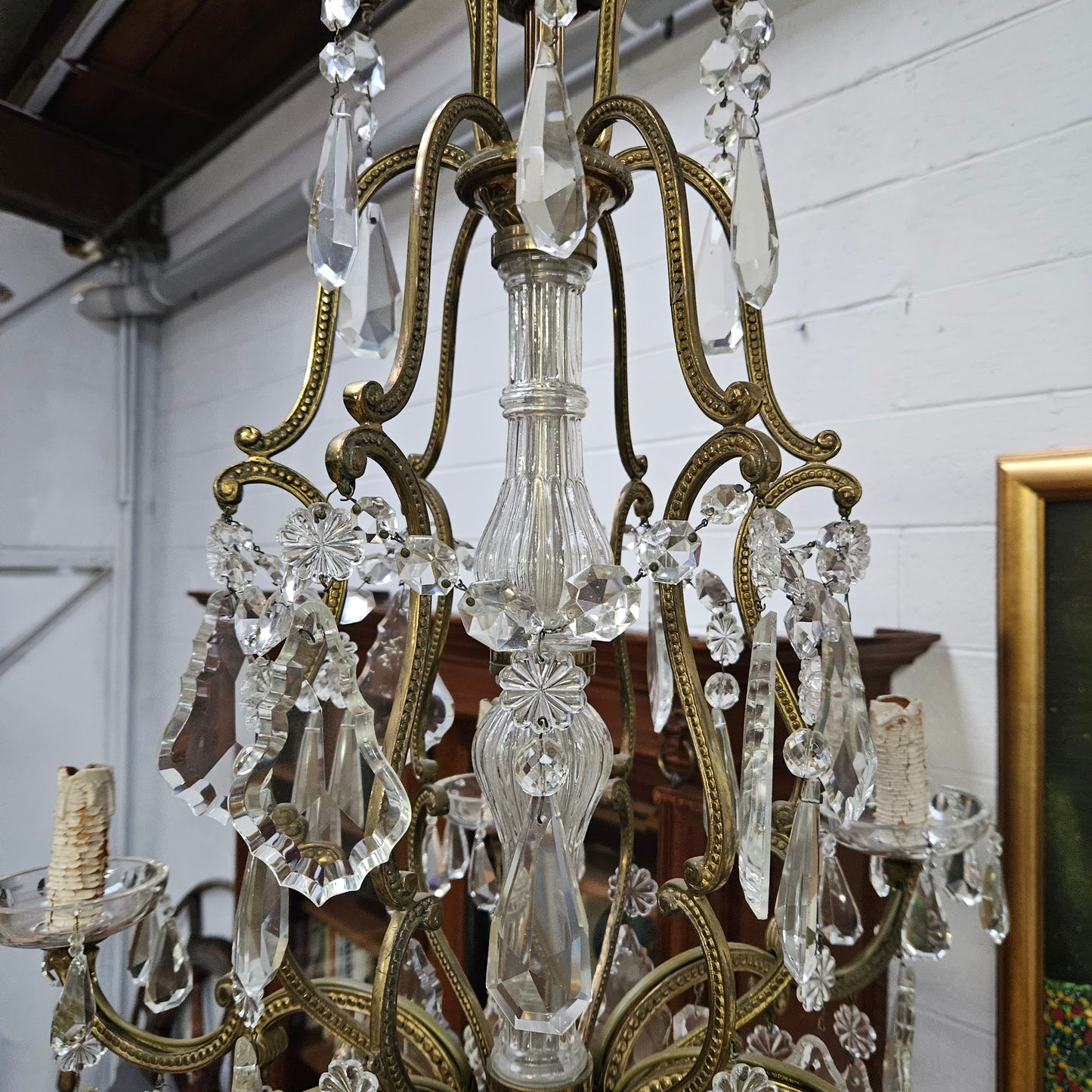 Late 19th Century French Bronze And Crystal Chandelier