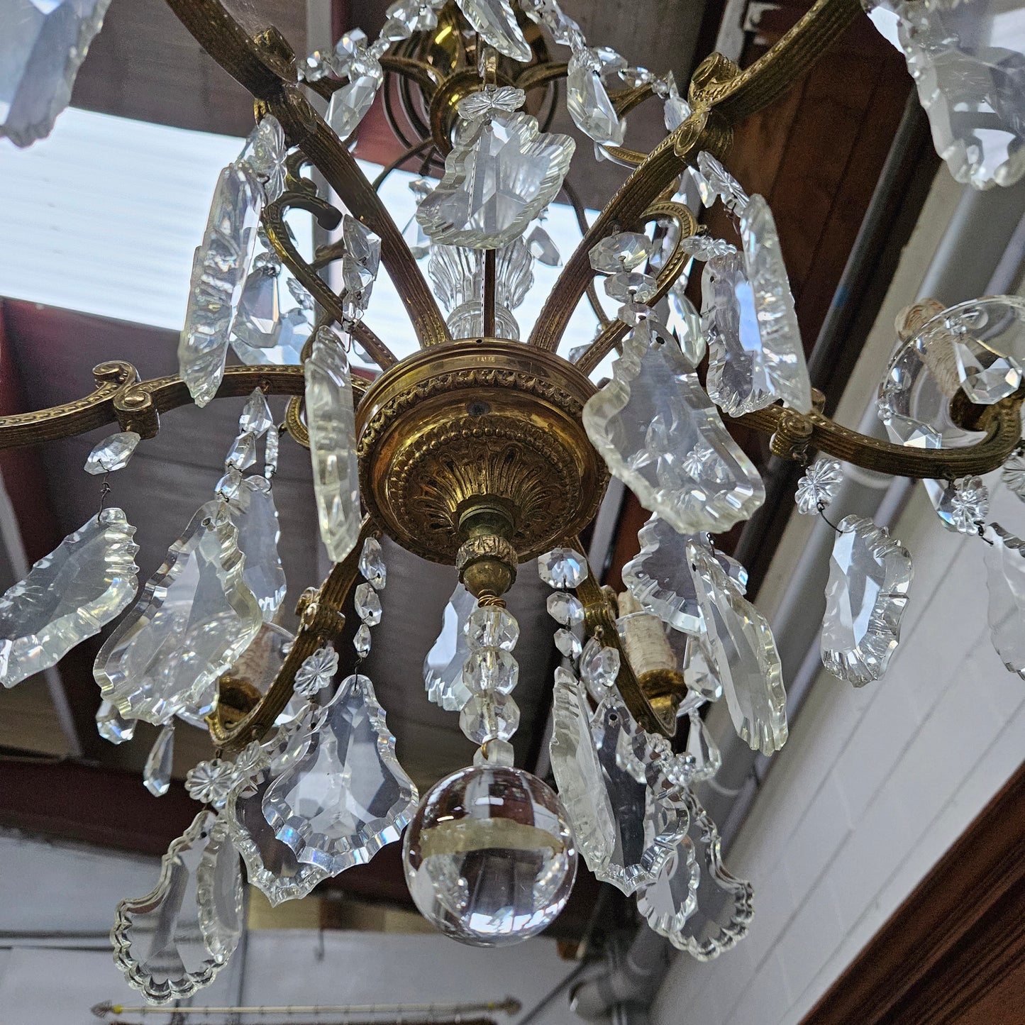 Late 19th Century French Bronze And Crystal Chandelier