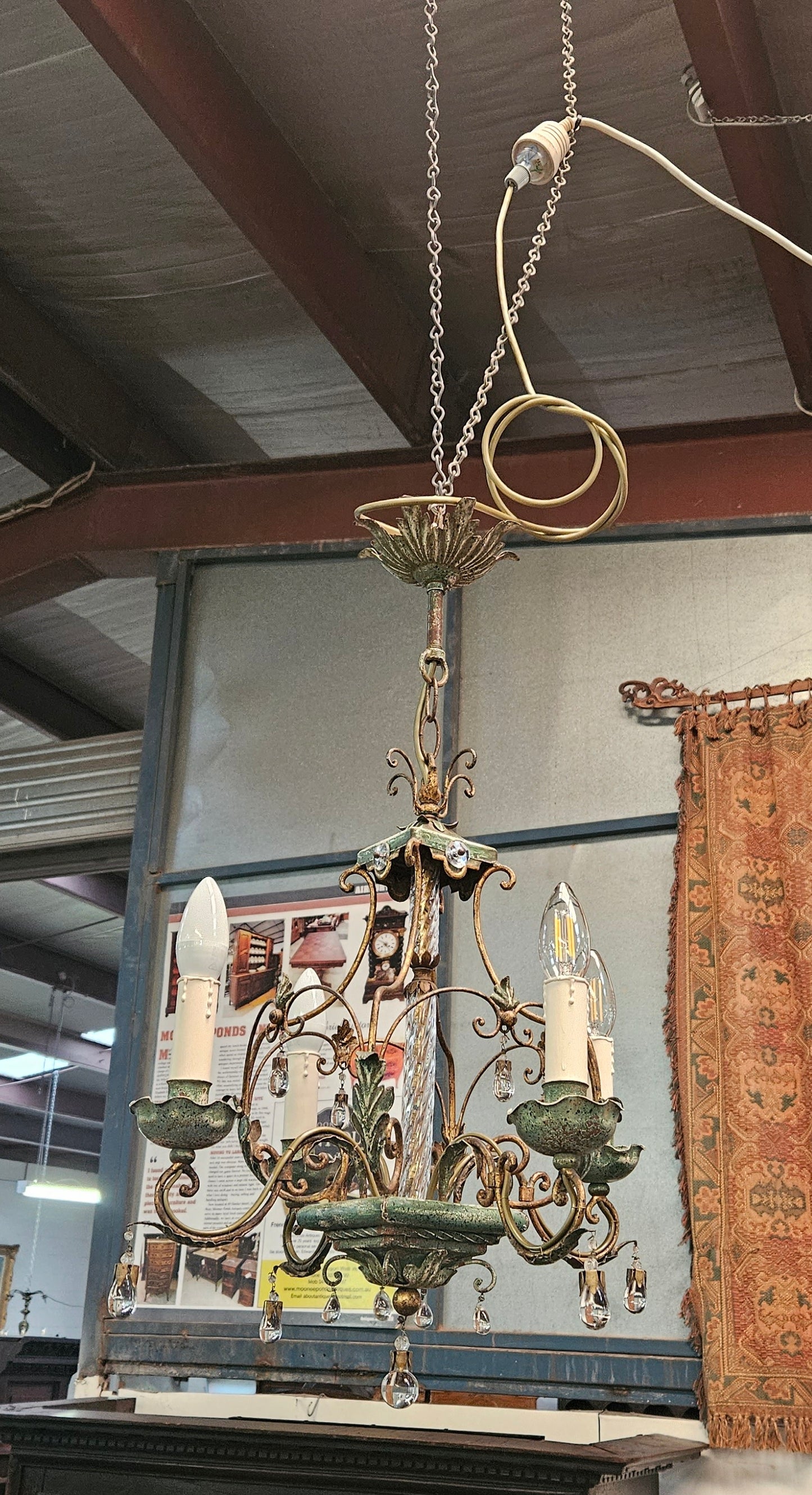 Petite Italian Painted Metal Chandelier