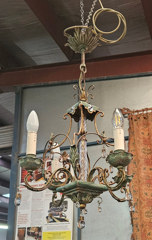 Petite Italian Painted Metal Chandelier