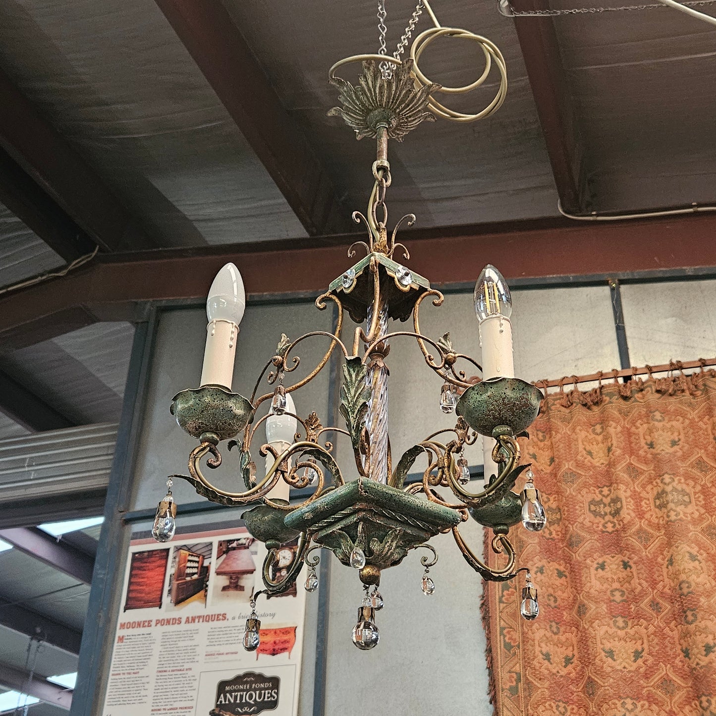 Petite Italian Painted Metal Chandelier