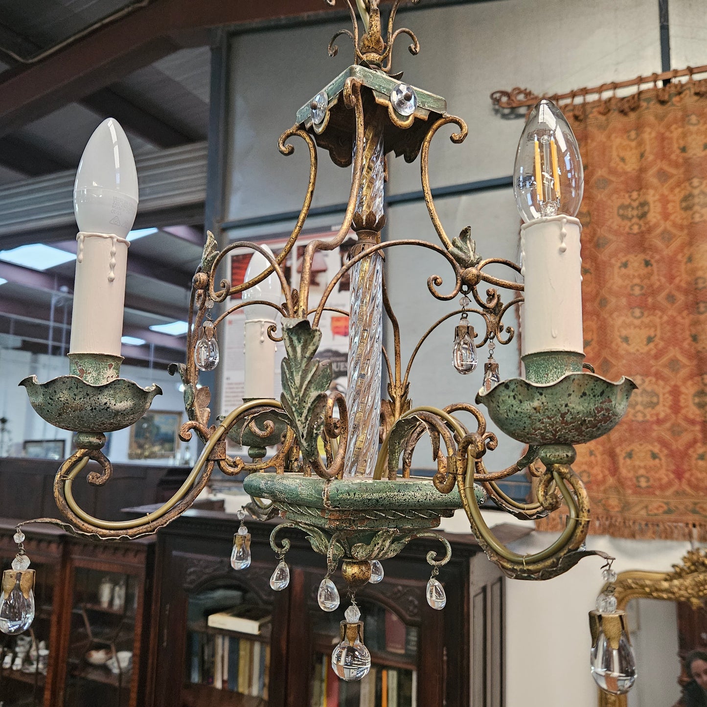 Petite Italian Painted Metal Chandelier