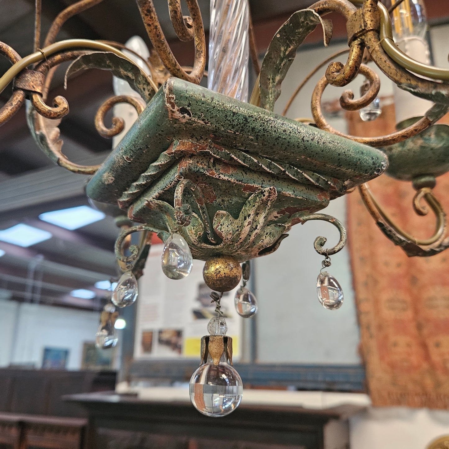Petite Italian Painted Metal Chandelier
