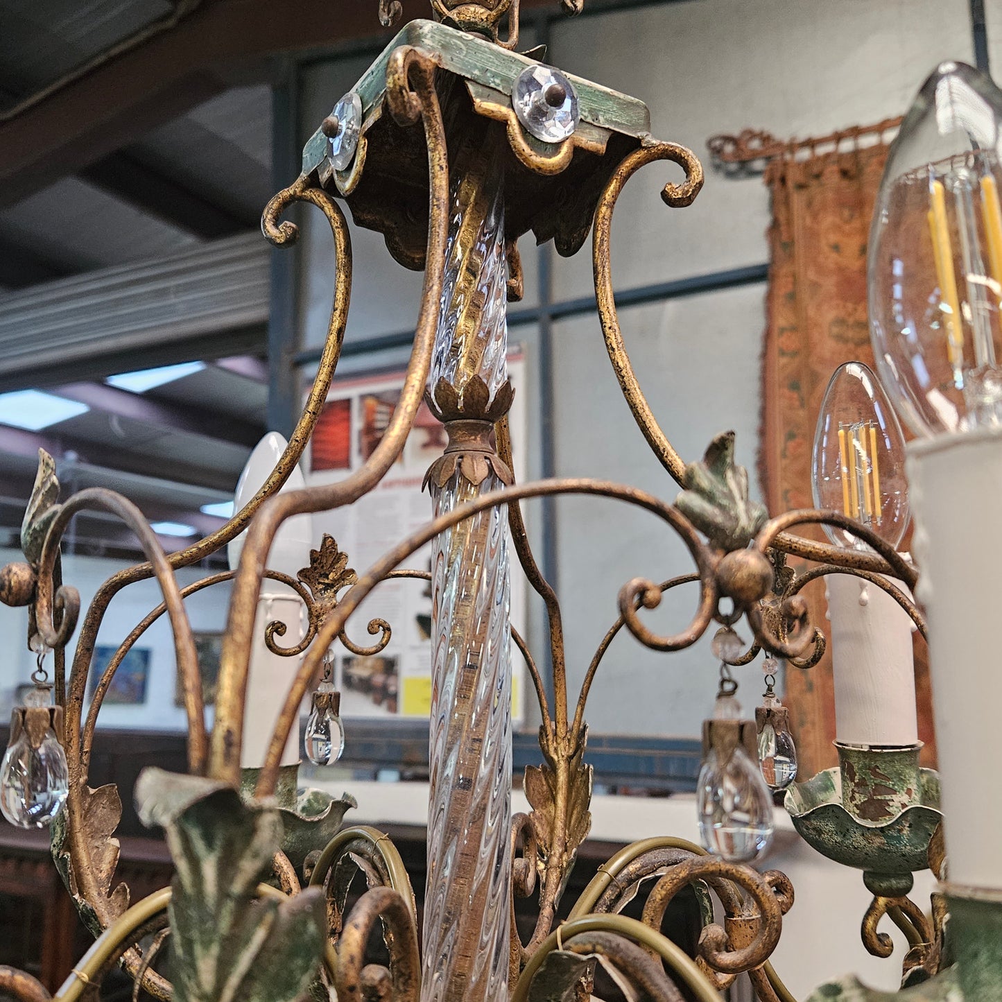 Petite Italian Painted Metal Chandelier