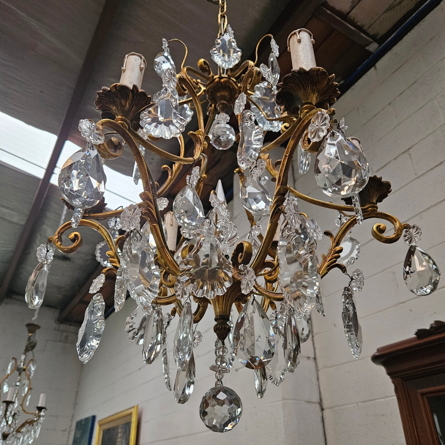 Large Parisian Crystal And Gilt Bronze Chandelier