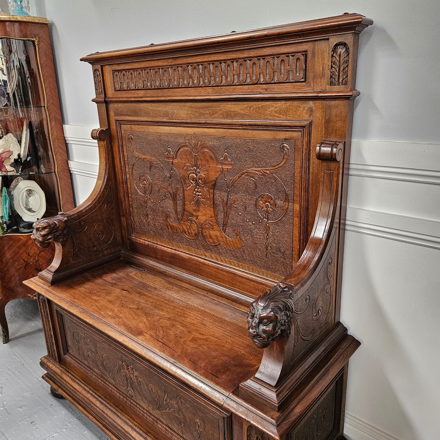Fabulous 19th Century French Walnut Hall Seat