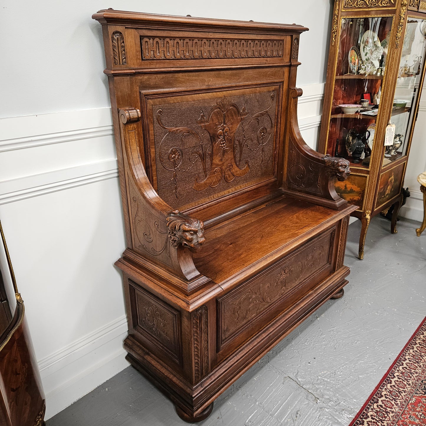 Fabulous 19th Century French Walnut Hall Seat