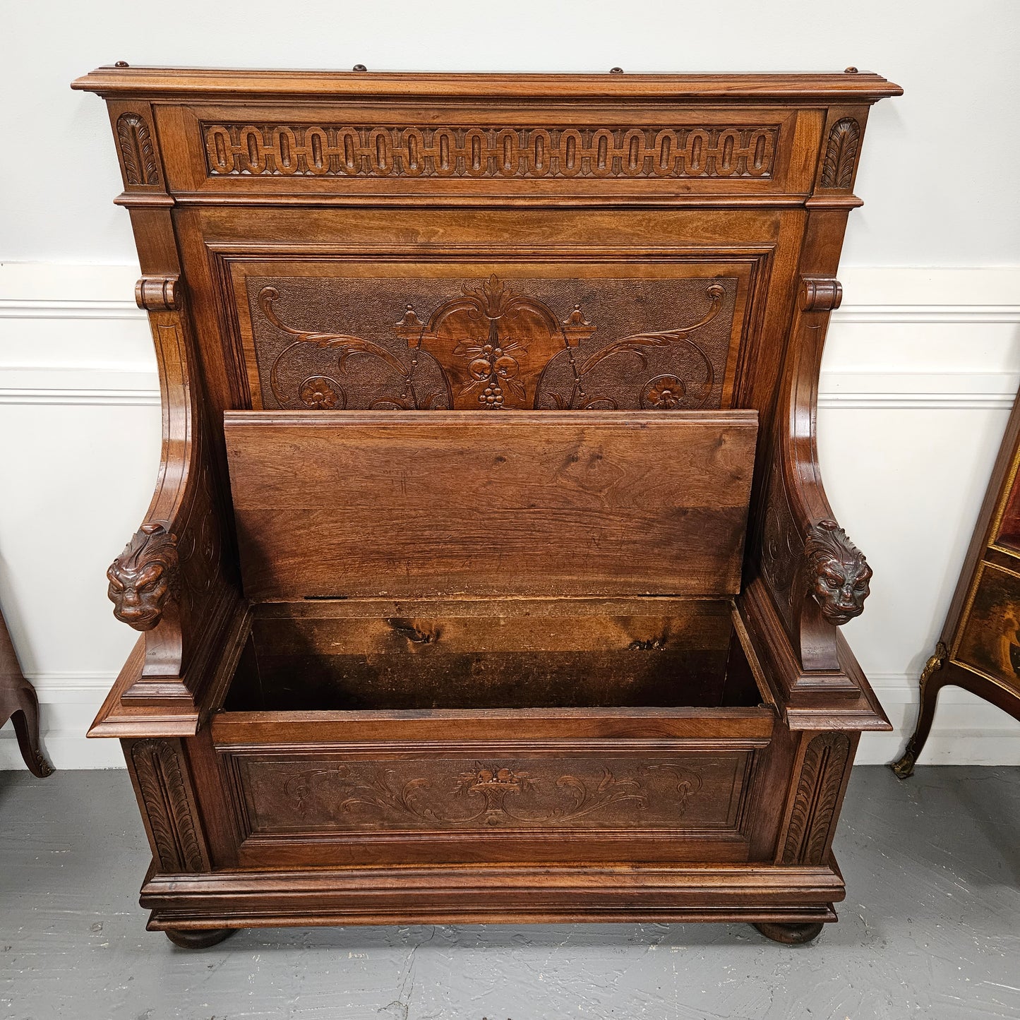Fabulous 19th Century French Walnut Hall Seat