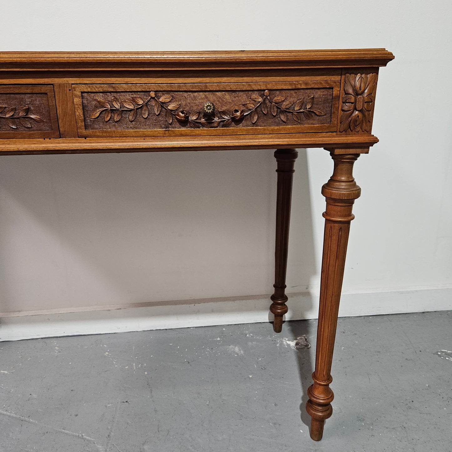 Beautifully Carved French Louis XVI Style Console Table or Desk