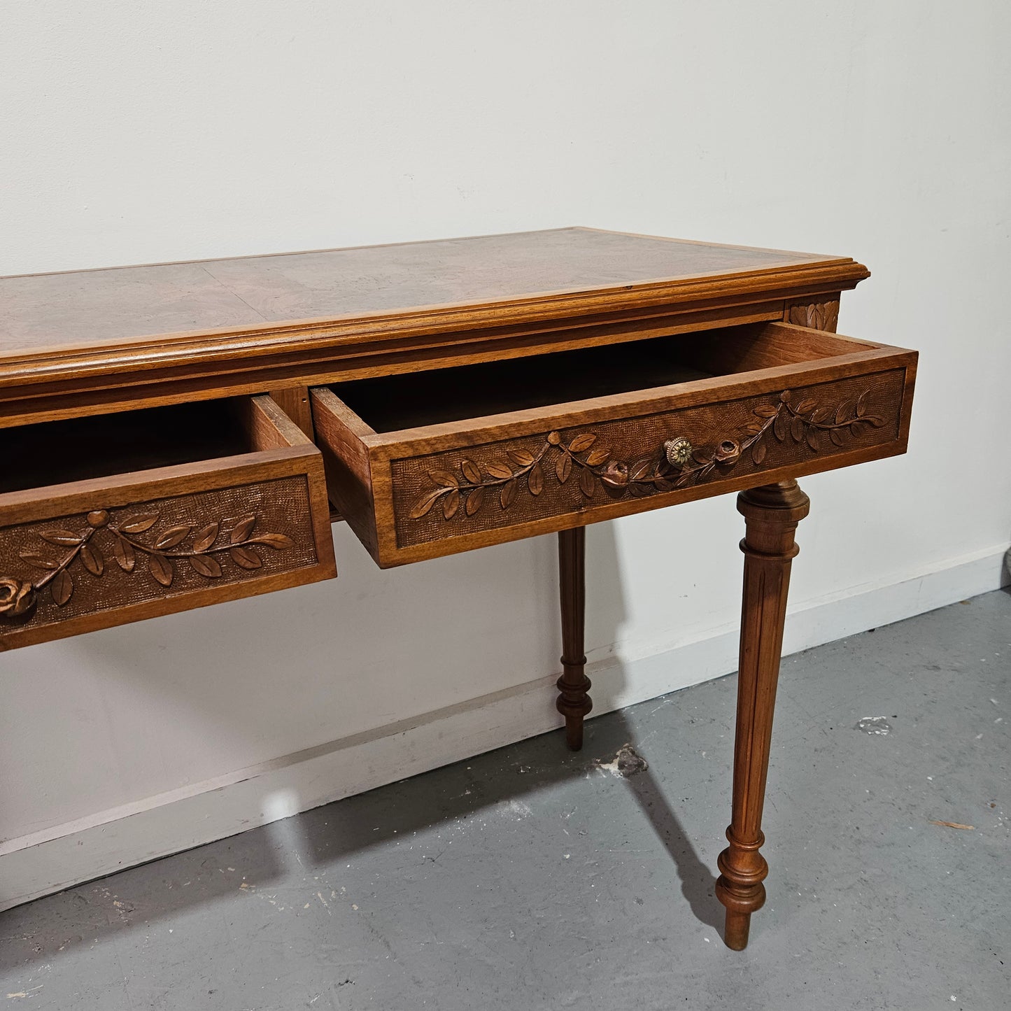 Beautifully Carved French Louis XVI Style Console Table or Desk