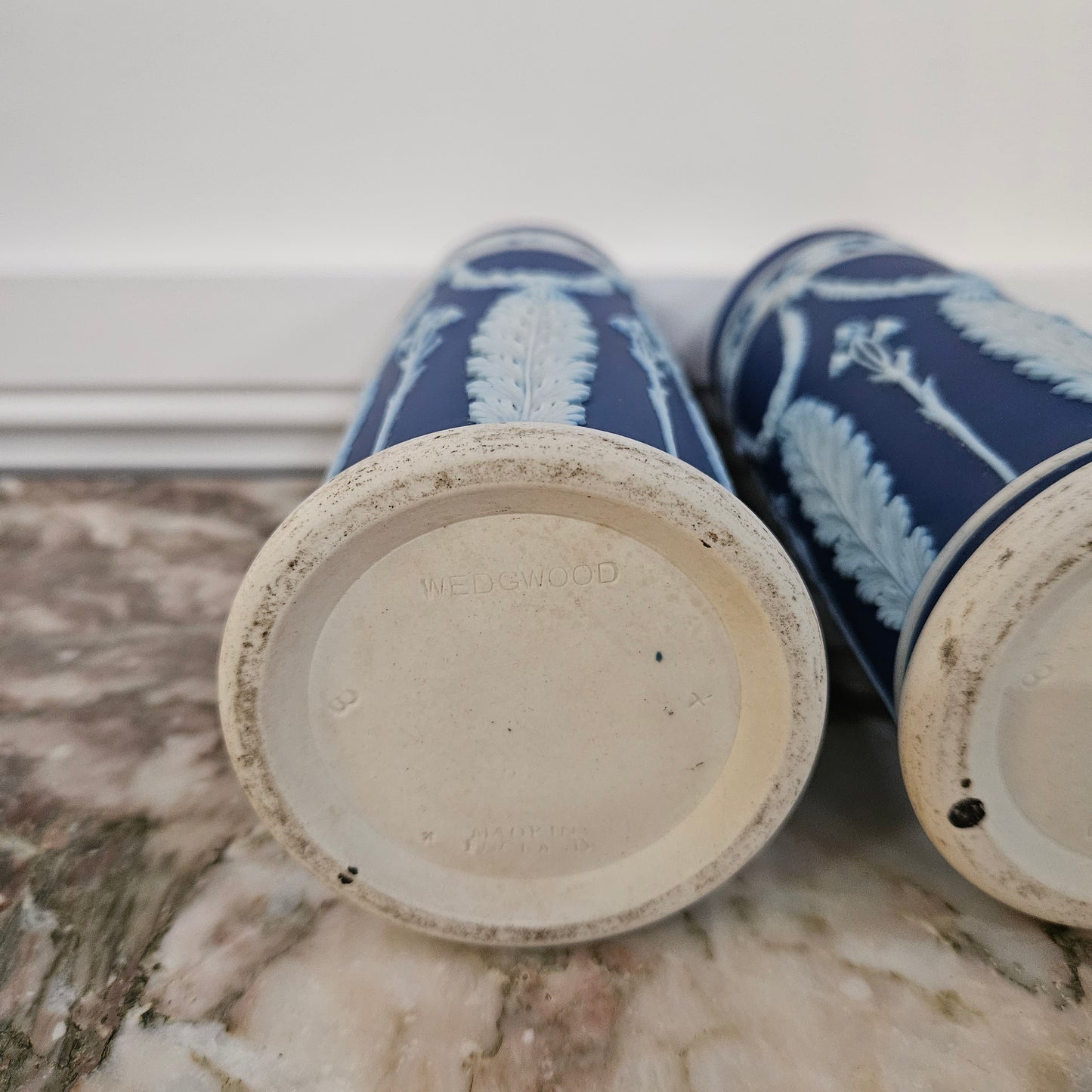 Pair Of Edwardian Wedgewood Cylindrical Vases