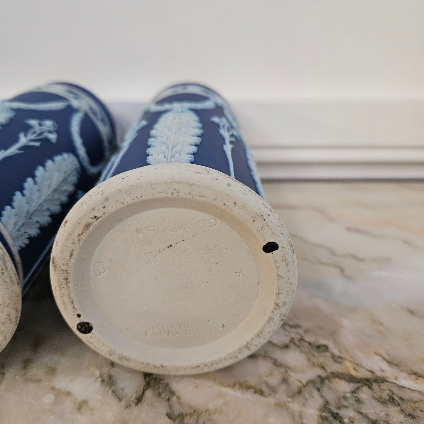 Pair Of Edwardian Wedgewood Cylindrical Vases