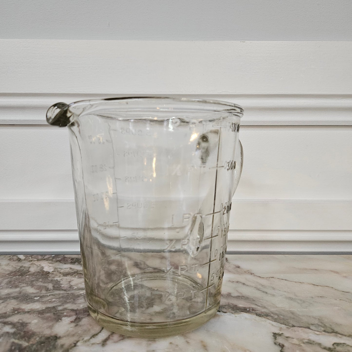 Vintage Solid Glass Measuring Jug
