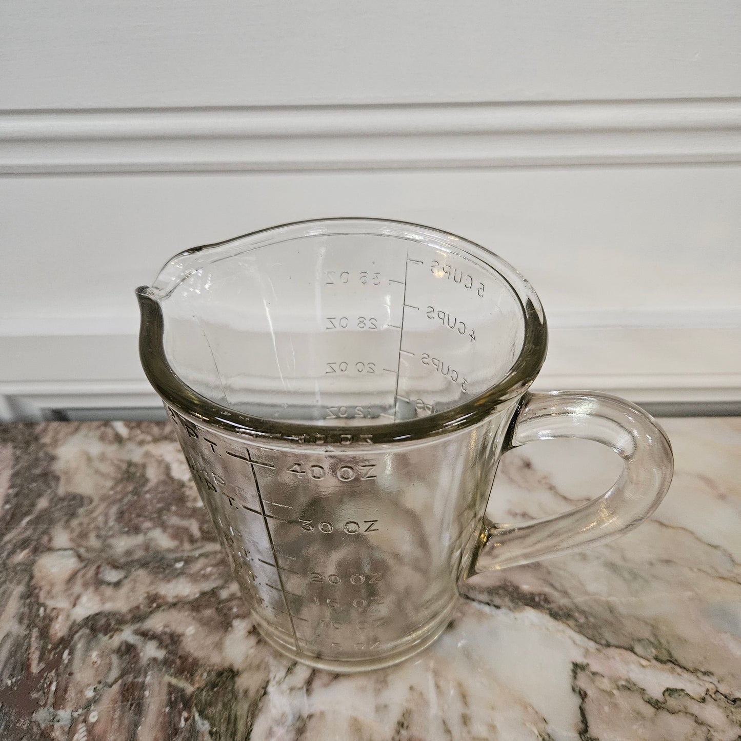 Vintage Solid Glass Measuring Jug