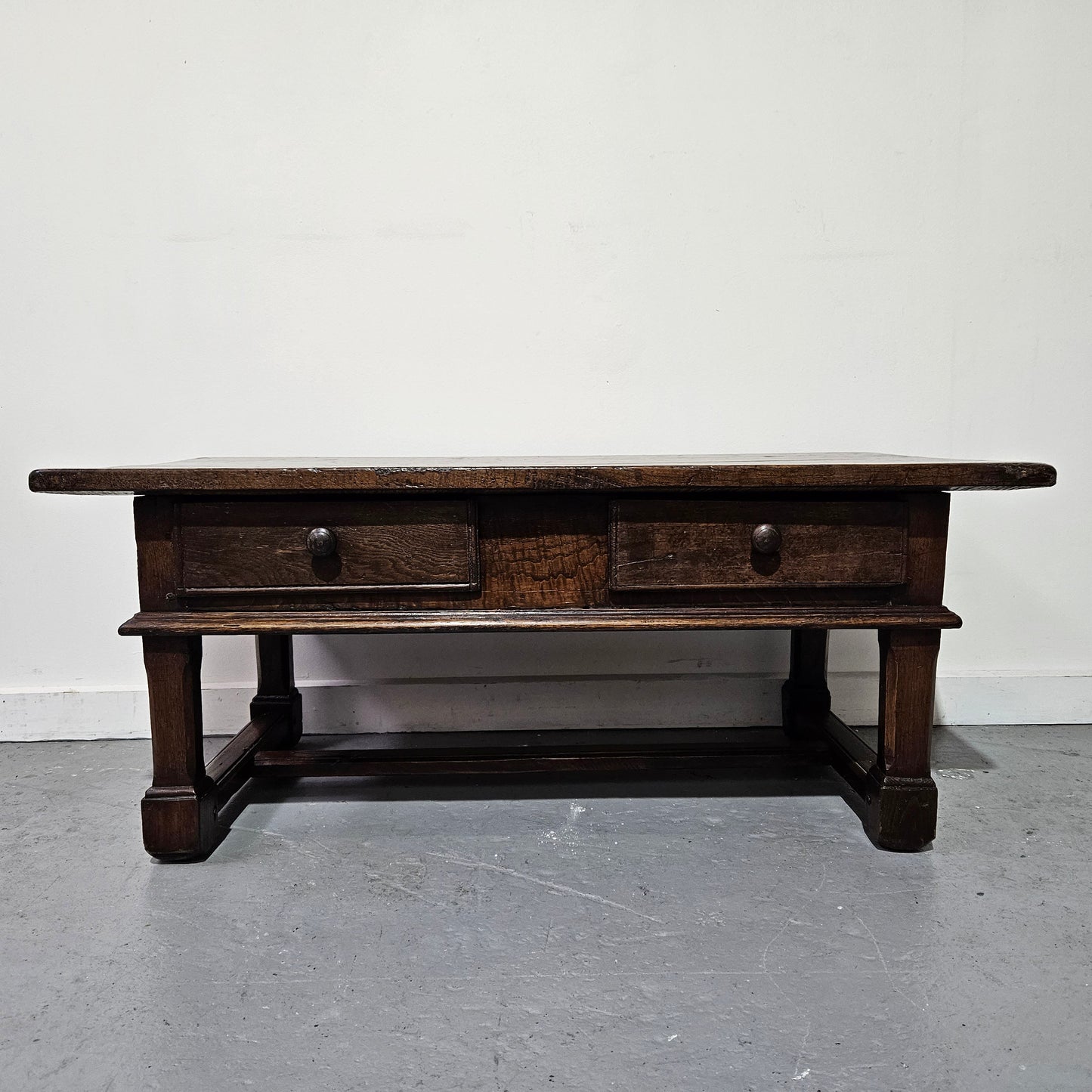 Rustic French Oak Coffee Table With Two Drawers