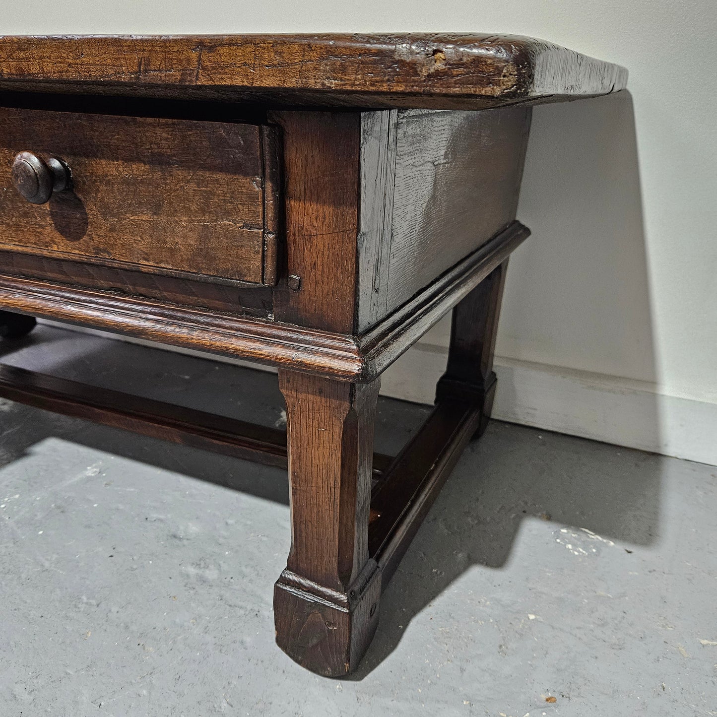 Rustic French Oak Coffee Table With Two Drawers