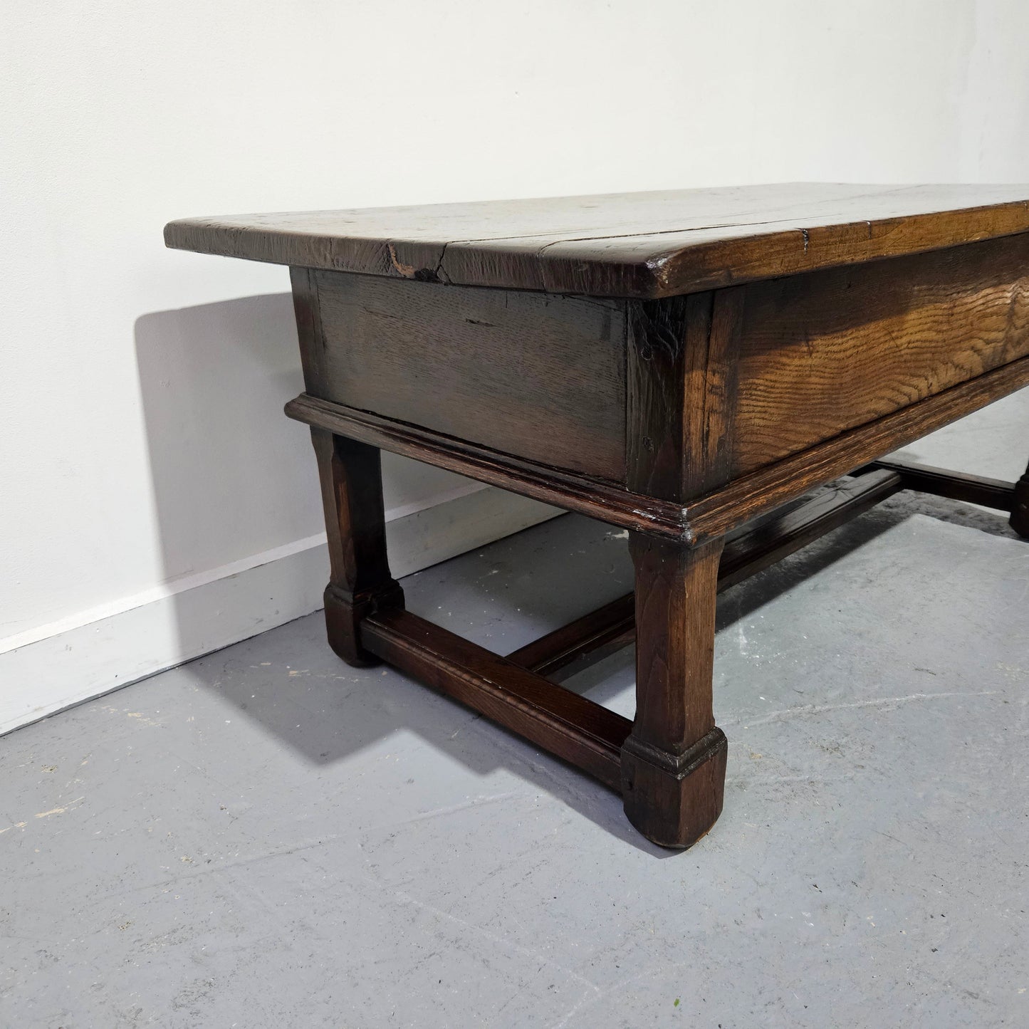 Rustic French Oak Coffee Table With Two Drawers