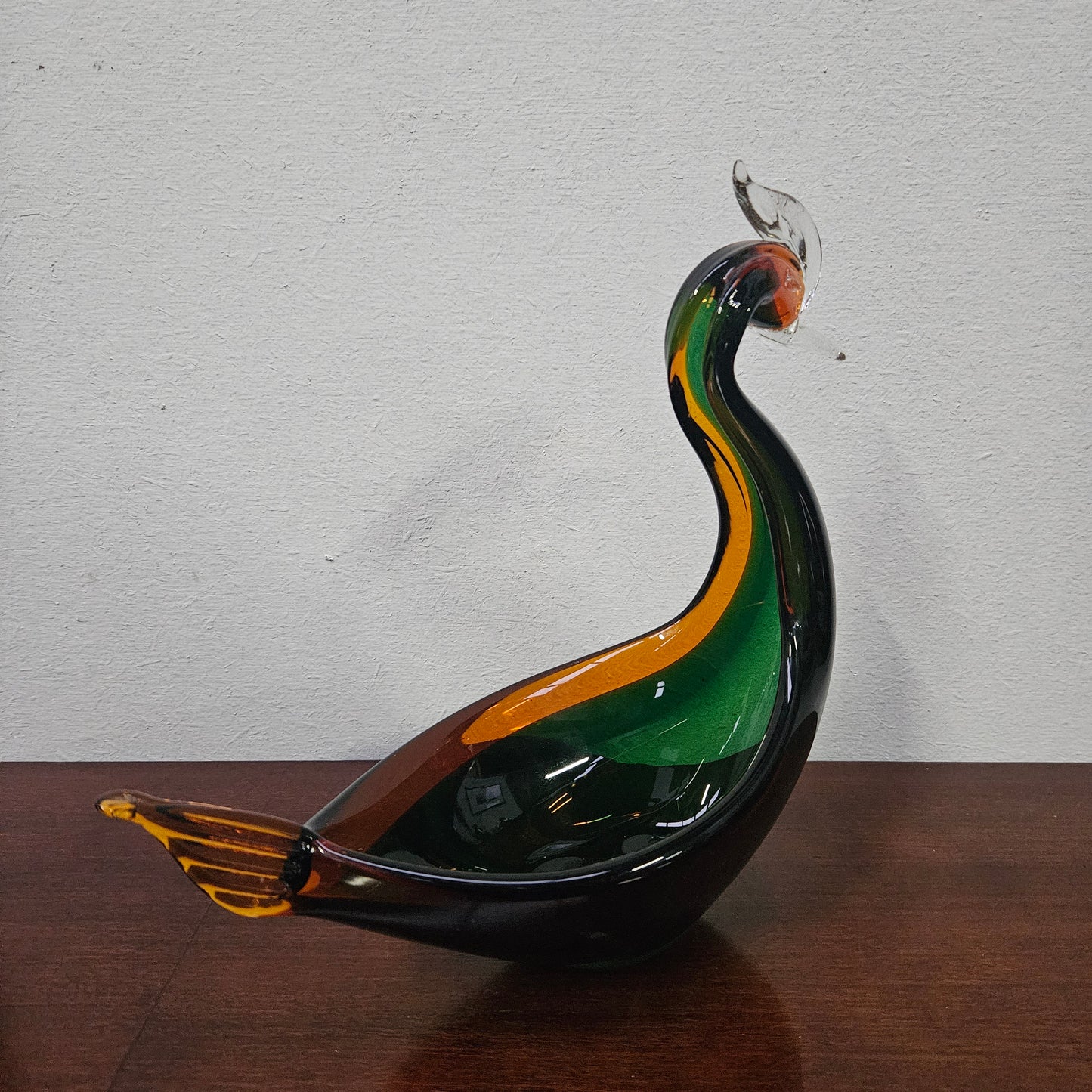 Vintage Murano "Sommerso" Glass Swan