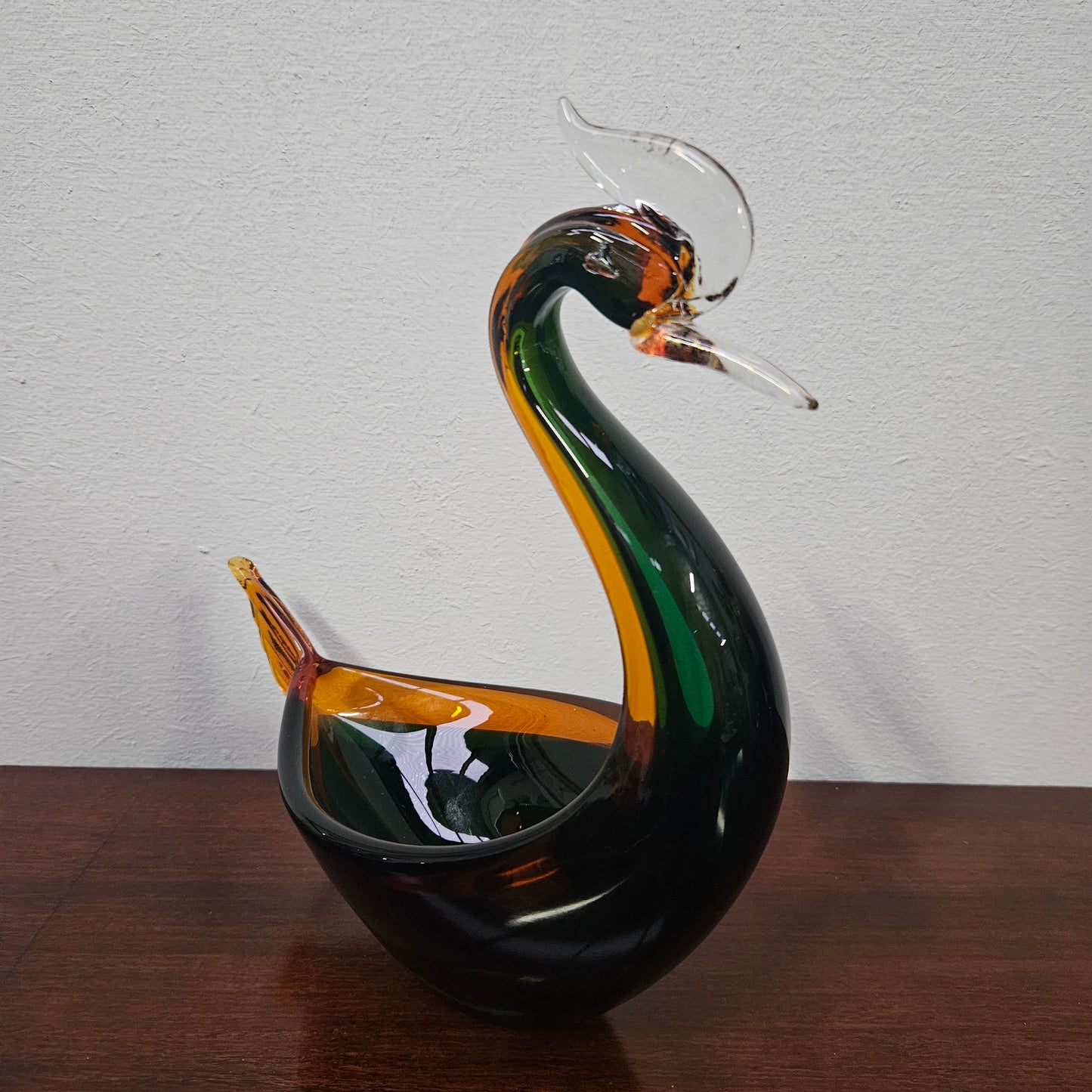 Vintage Murano "Sommerso" Glass Swan