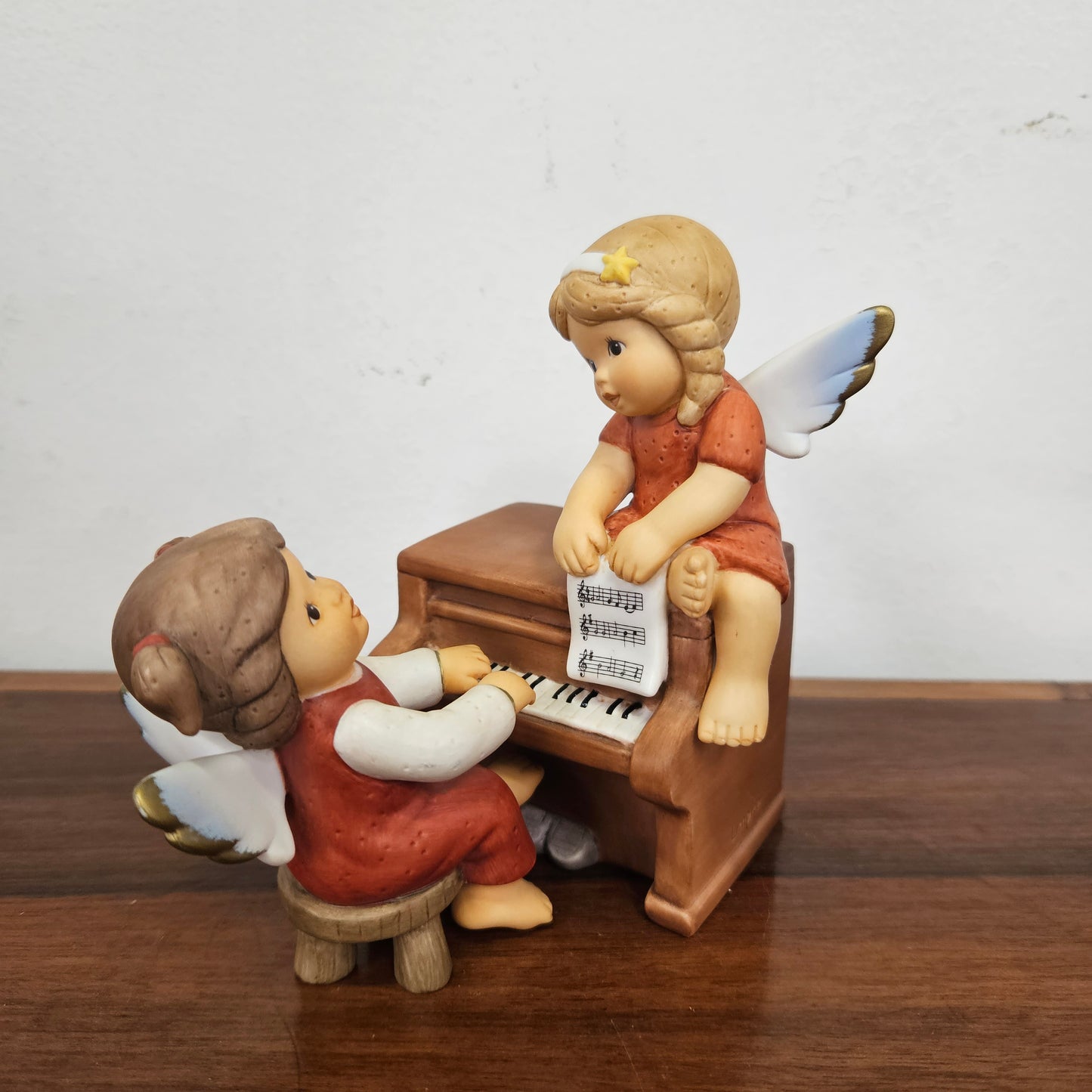 Delightful 2 pce Musical Goebel Angels on Piano