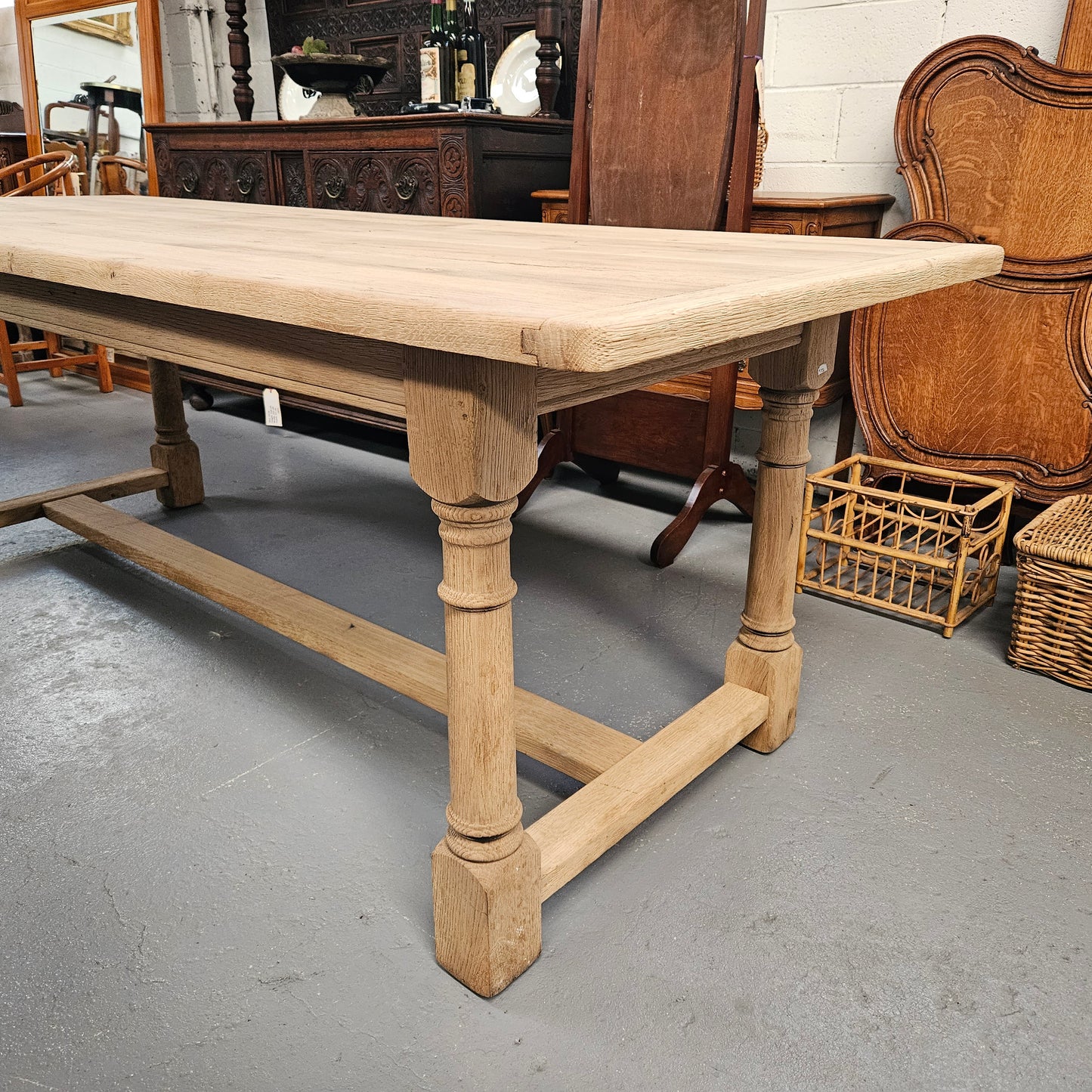 French Raw Oak Refectory Dining Table