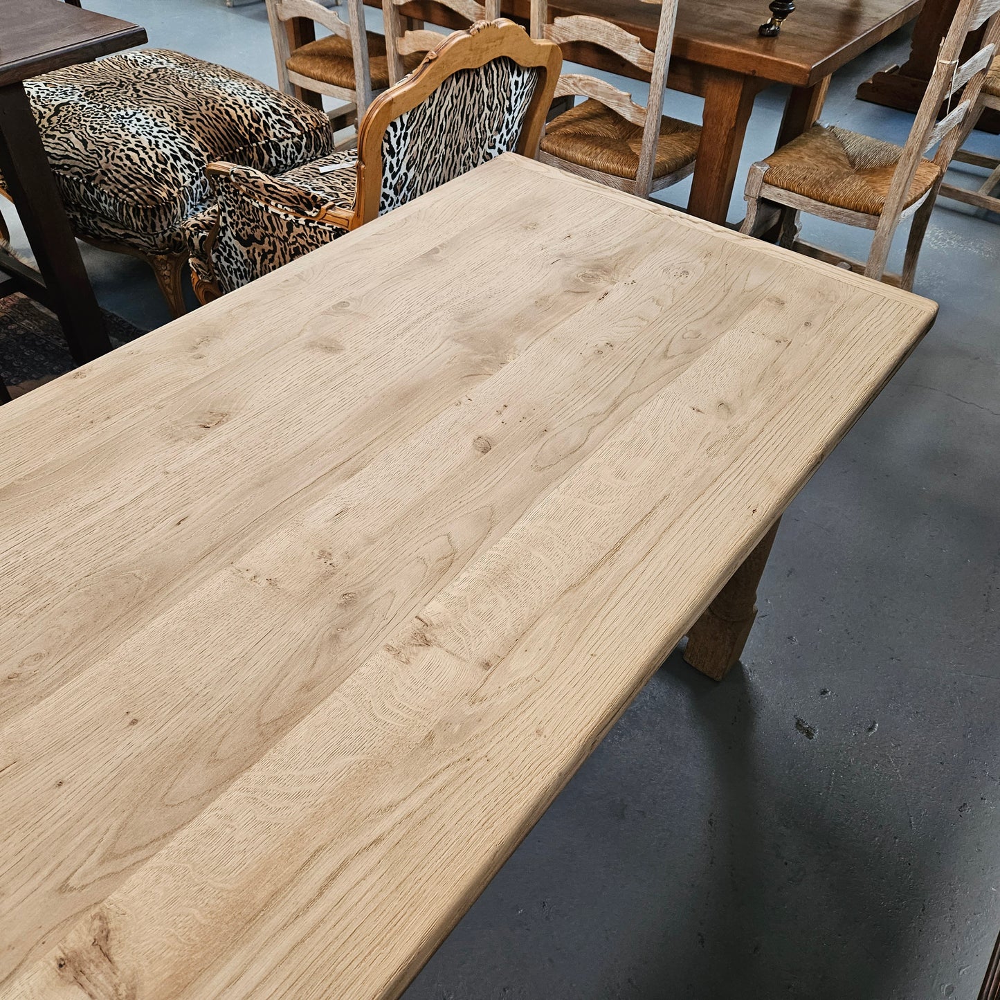 French Raw Oak Refectory Dining Table