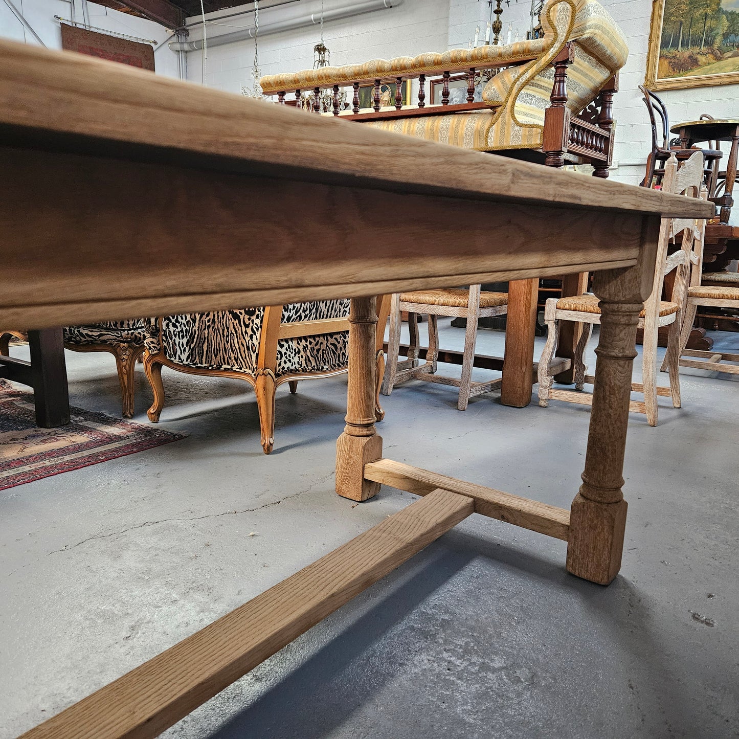 French Raw Oak Refectory Dining Table