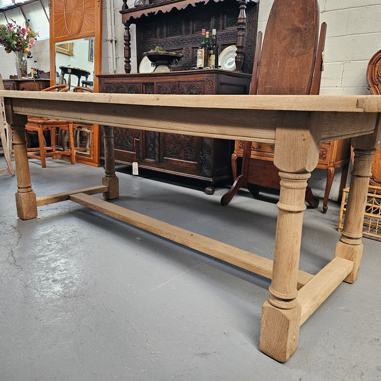 French Raw Oak Refectory Dining Table