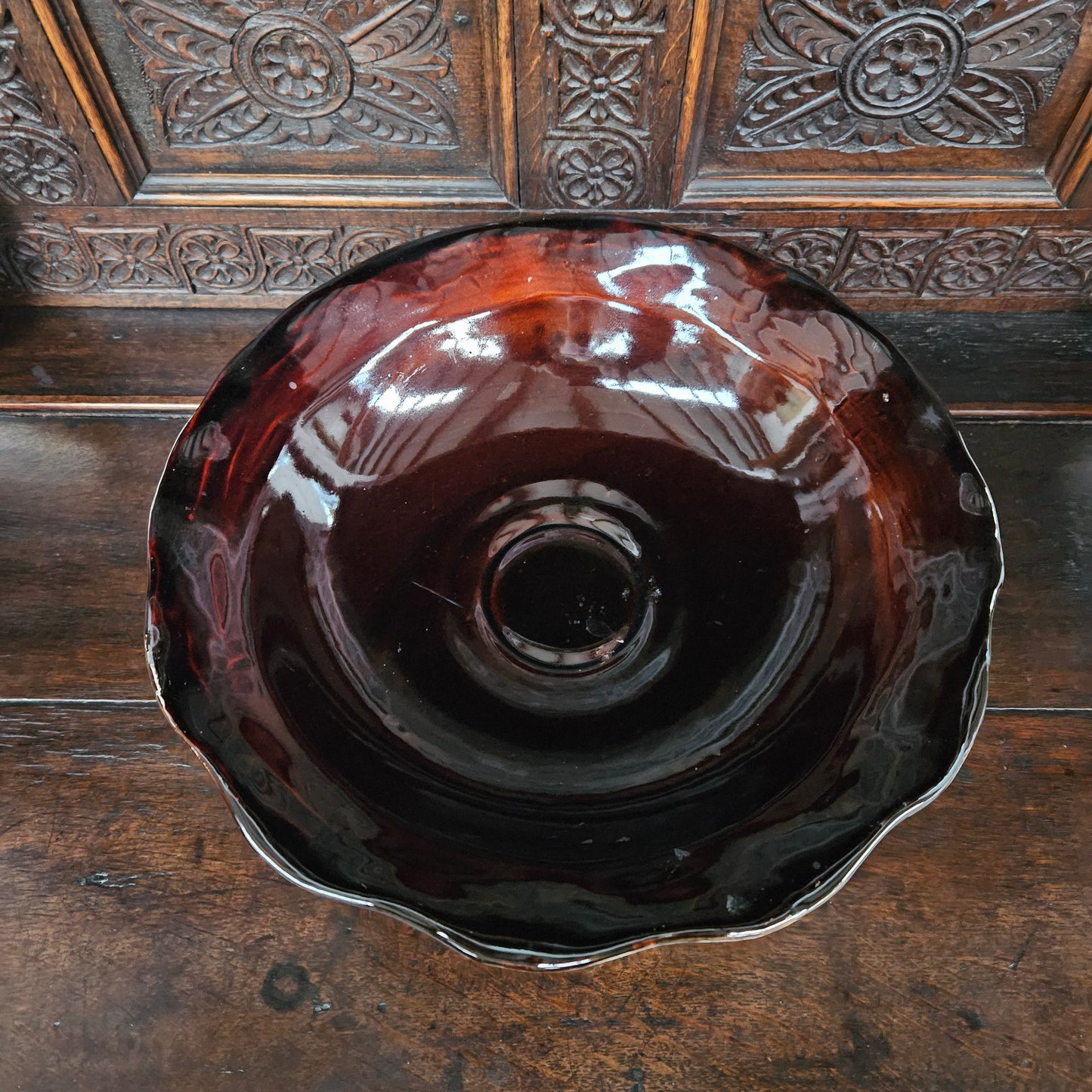 Decorative Ruby Coloured Glass Fruit Bowl