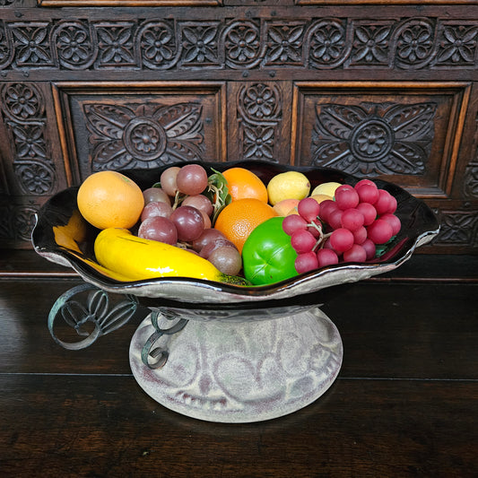 Decorative Ruby Coloured Glass Fruit Bowl
