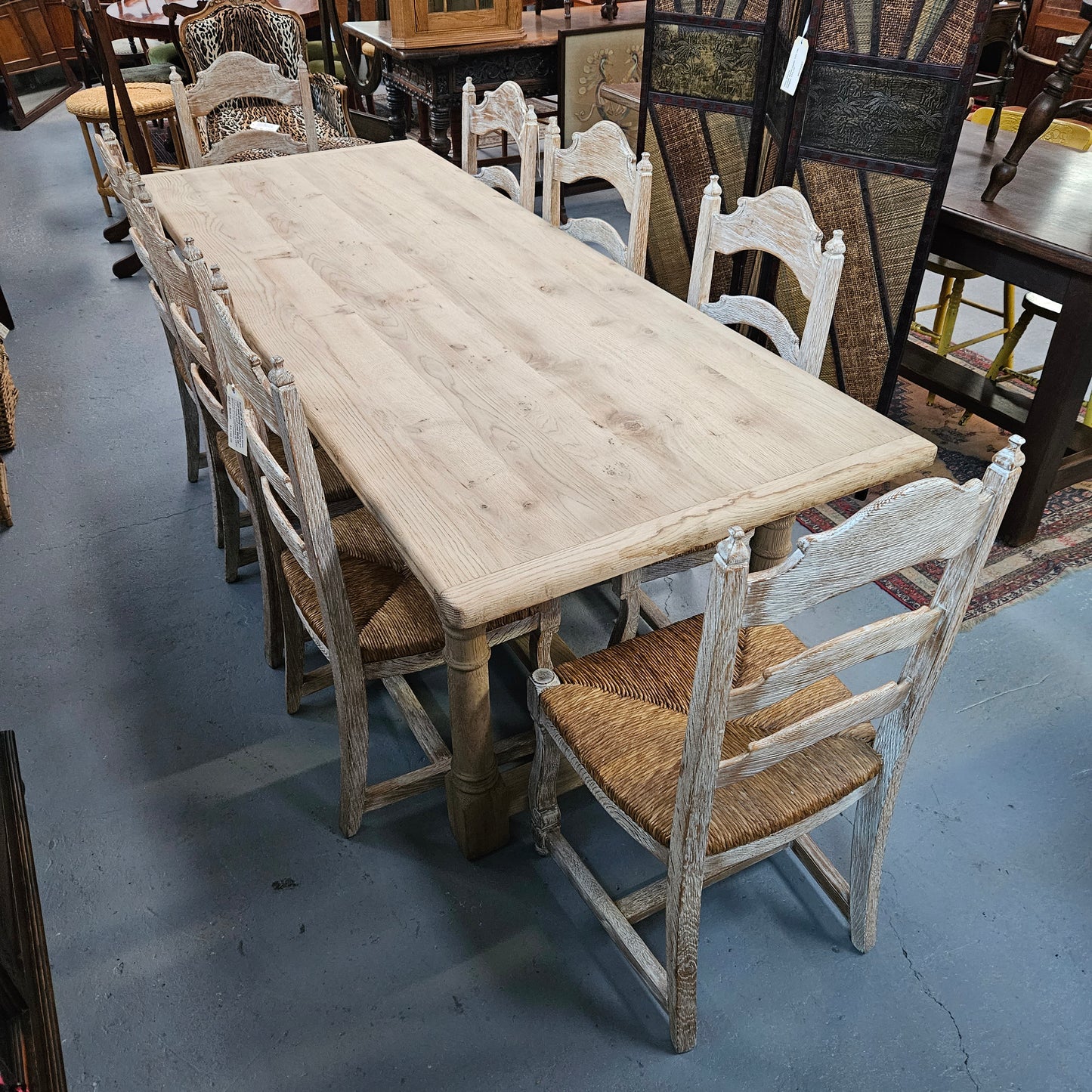 French Raw Oak Refectory Dining Table
