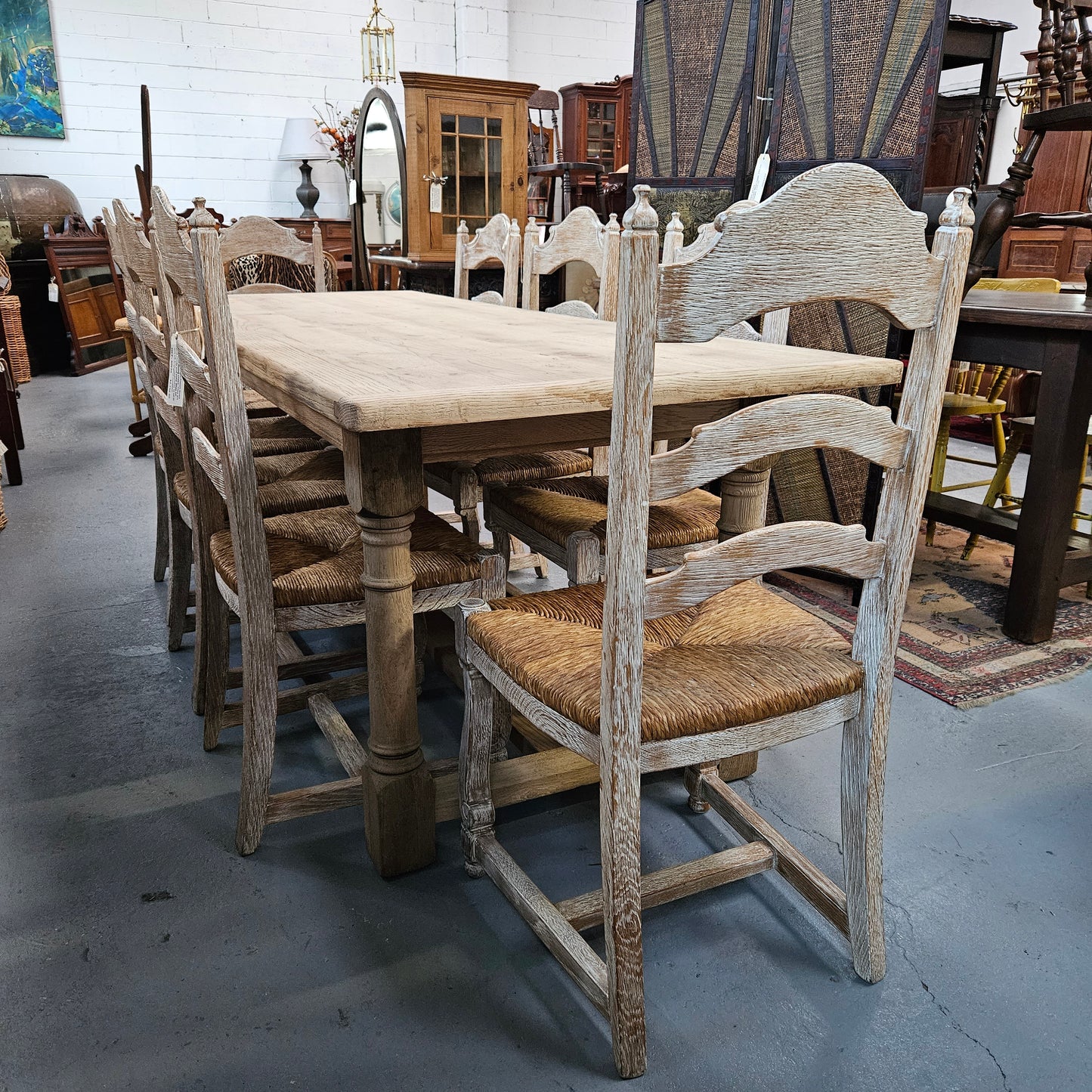French Raw Oak Refectory Dining Table