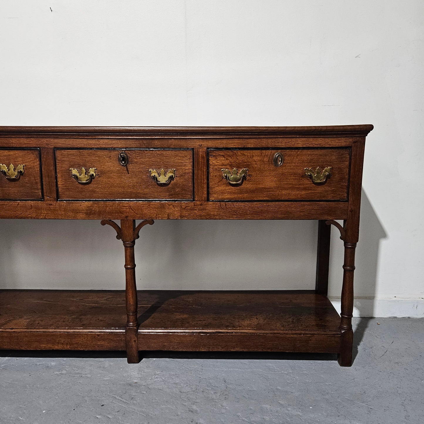 Rare & Hard to Find Early 19th Century Three Drawer Oak Kitchen Dresser Base