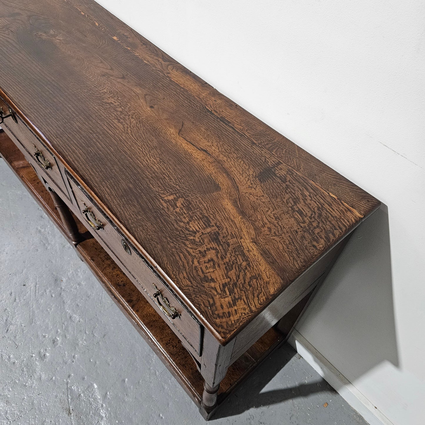 Rare & Hard to Find Early 19th Century Three Drawer Oak Kitchen Dresser Base