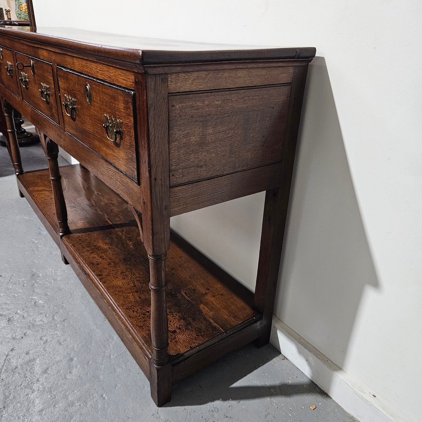 Rare & Hard to Find Early 19th Century Three Drawer Oak Kitchen Dresser Base