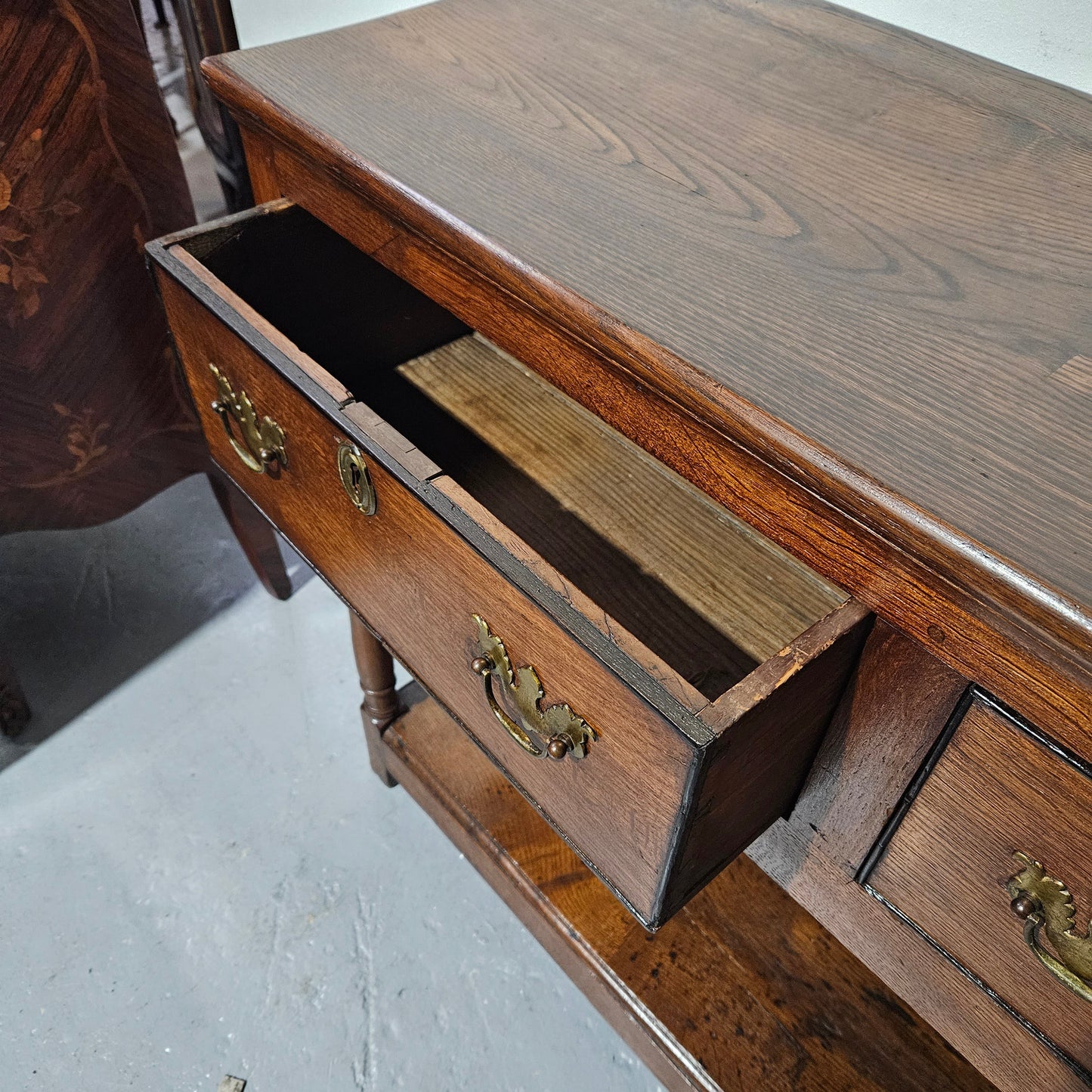 Rare & Hard to Find Early 19th Century Three Drawer Oak Kitchen Dresser Base