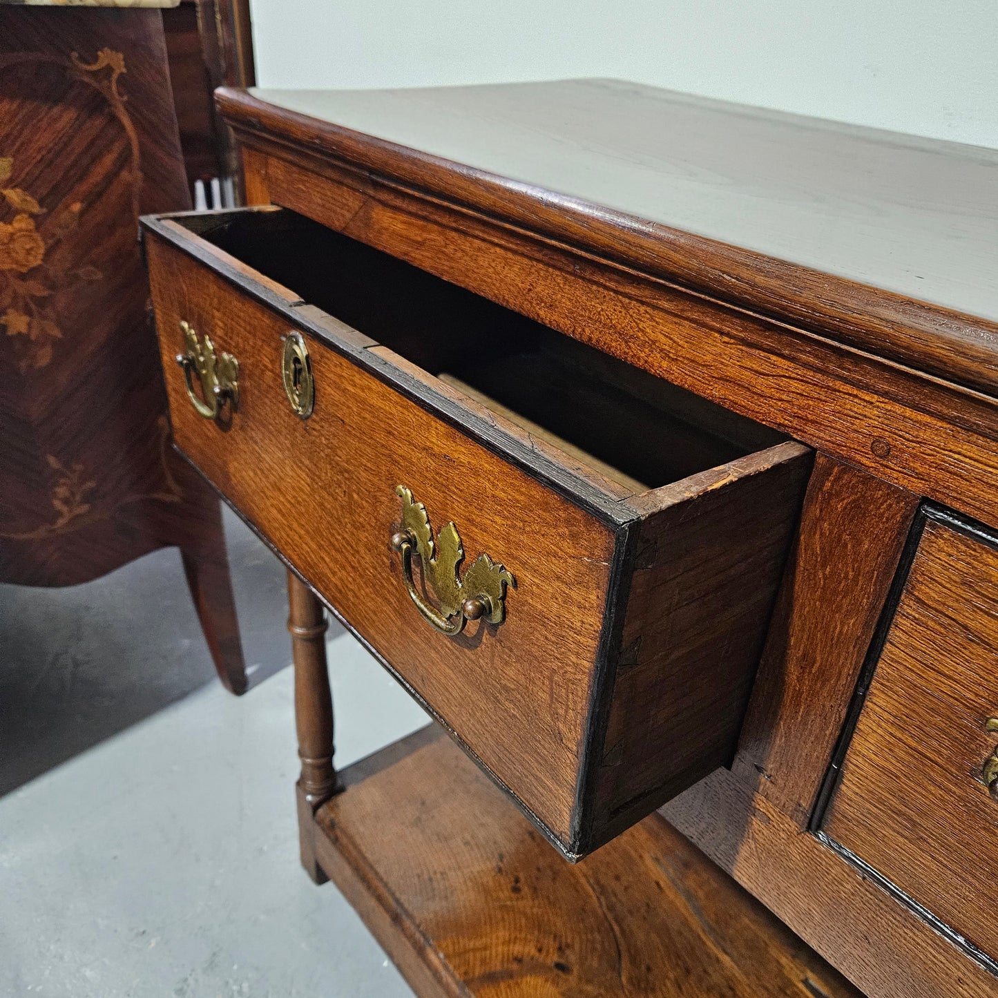 Rare & Hard to Find Early 19th Century Three Drawer Oak Kitchen Dresser Base