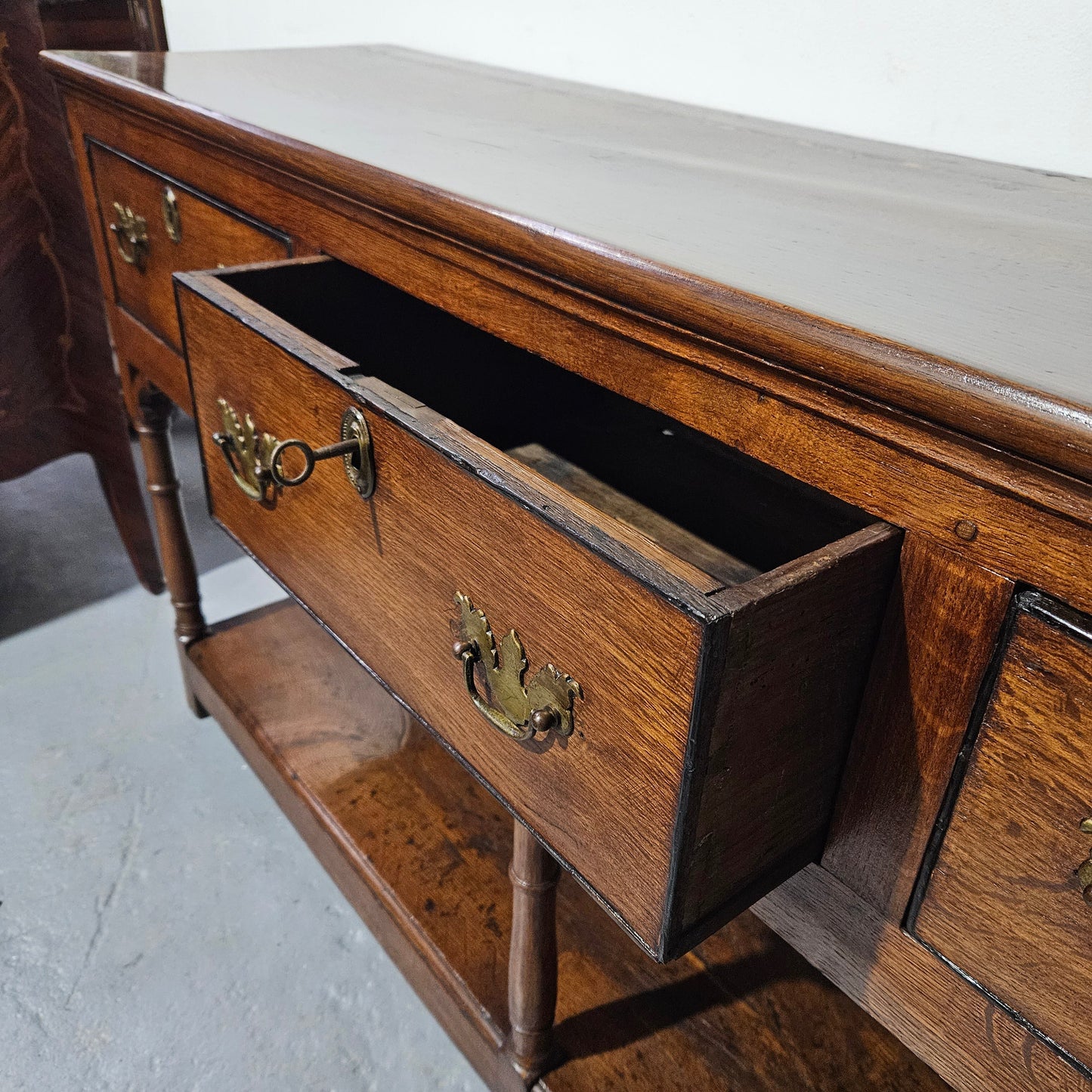 Rare & Hard to Find Early 19th Century Three Drawer Oak Kitchen Dresser Base