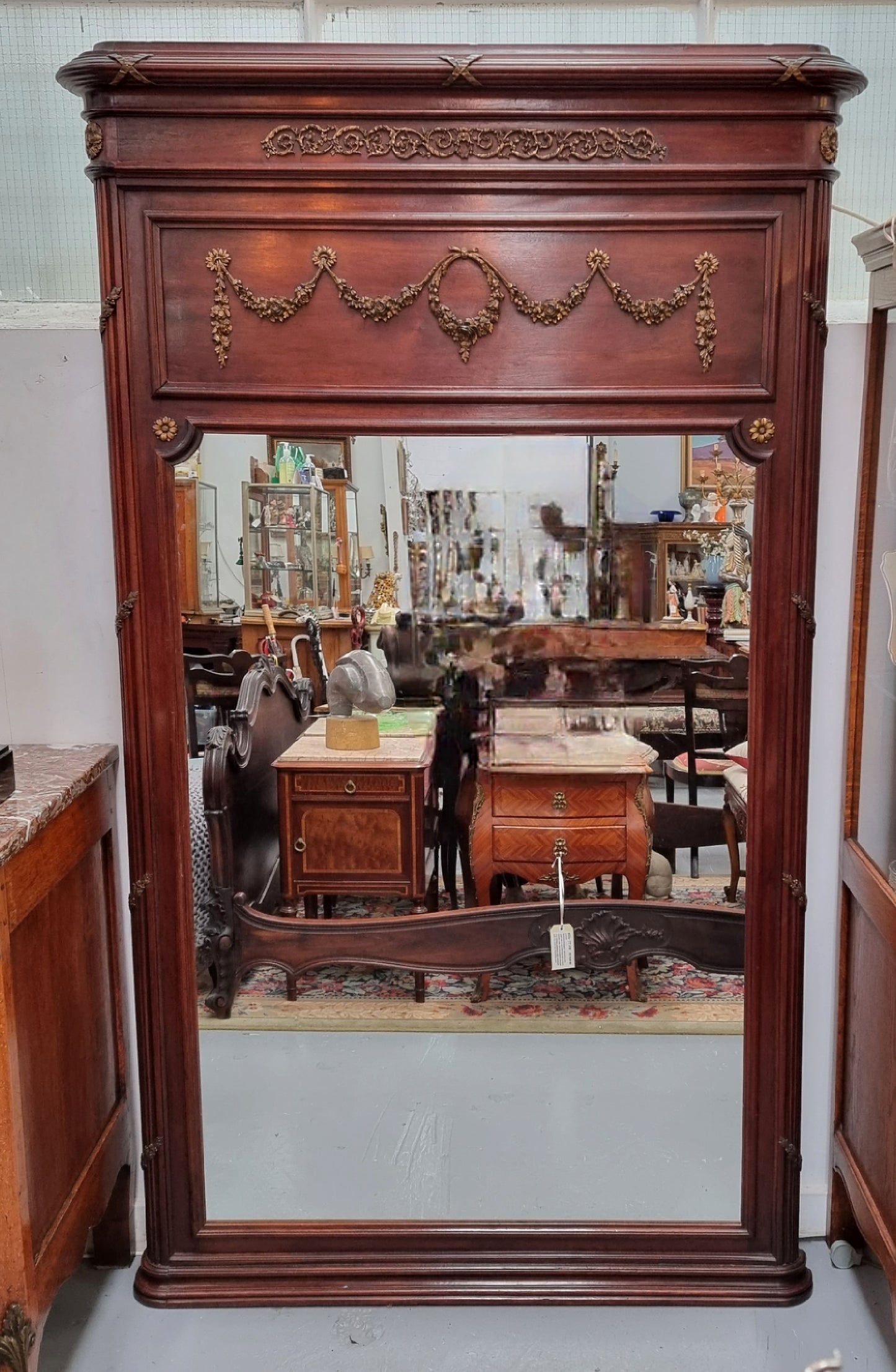 Mahogany Louis XVI Style Mantle Mirror