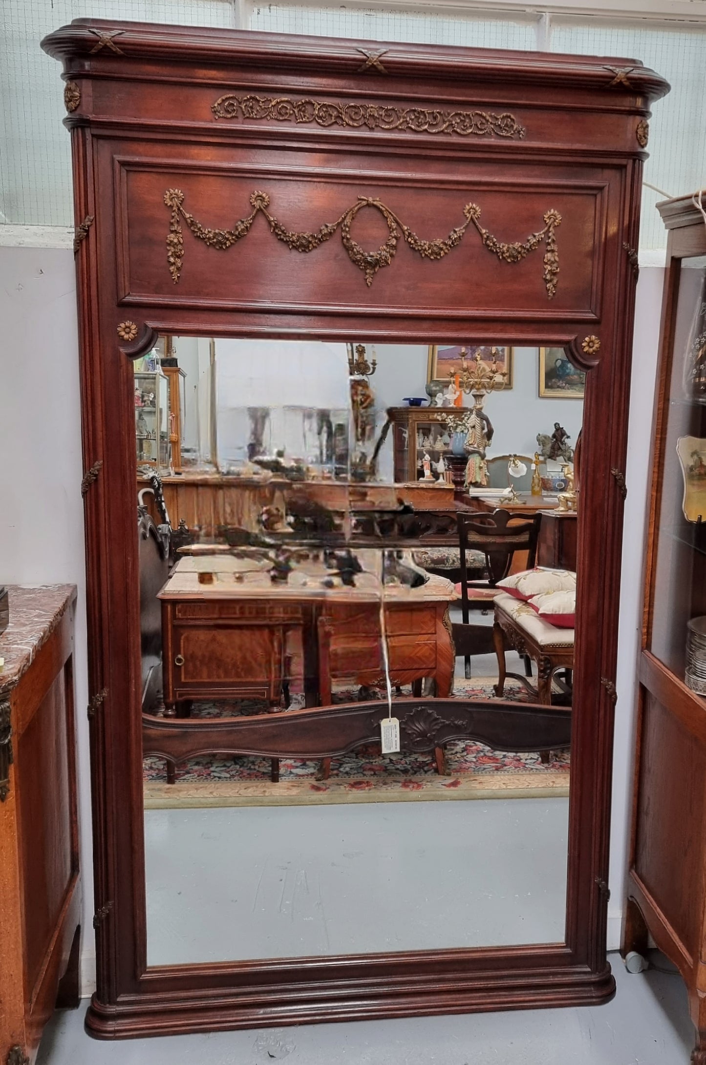 Mahogany Louis XVI Style Mantle Mirror