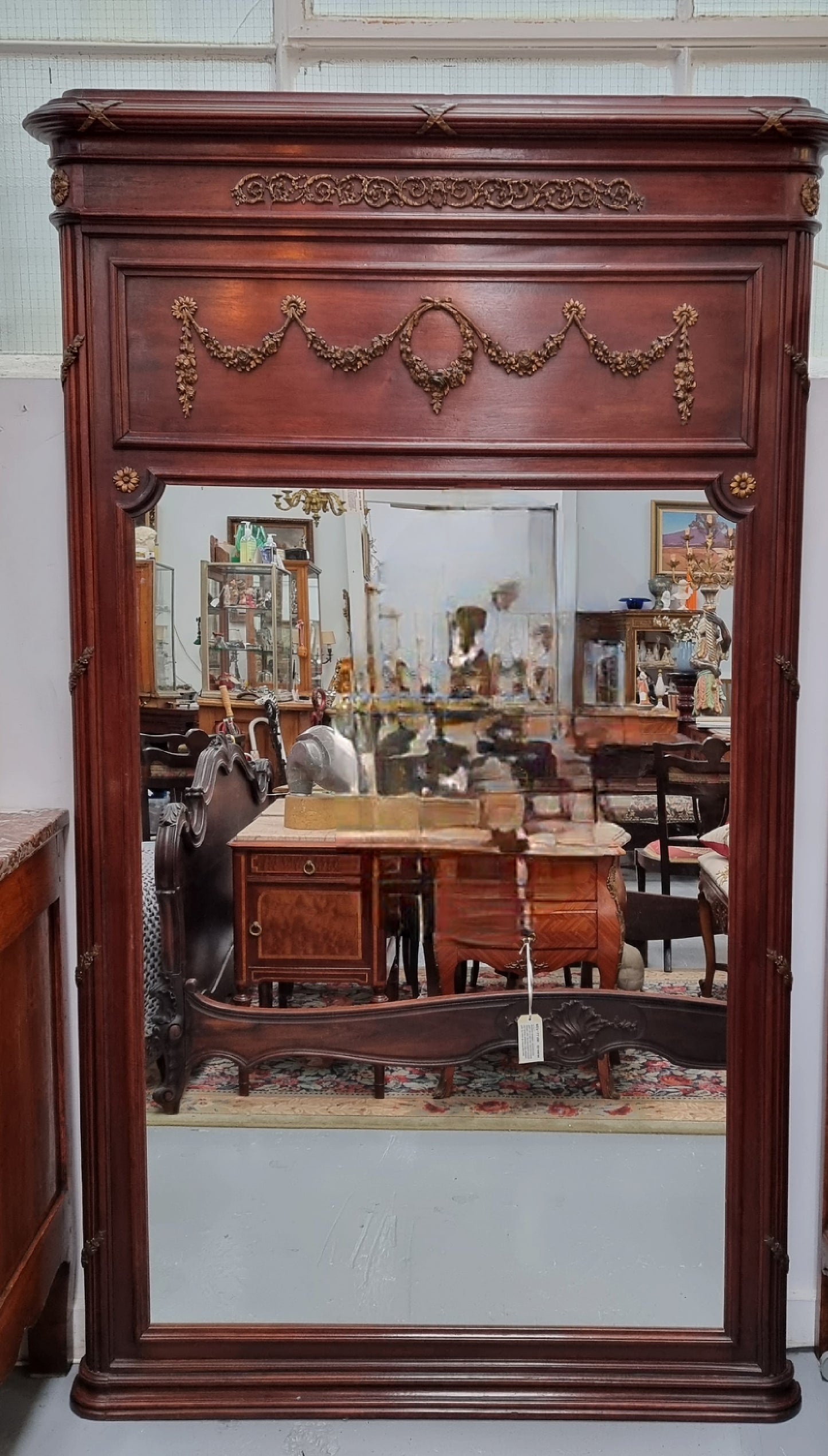 Mahogany Louis XVI Style Mantle Mirror