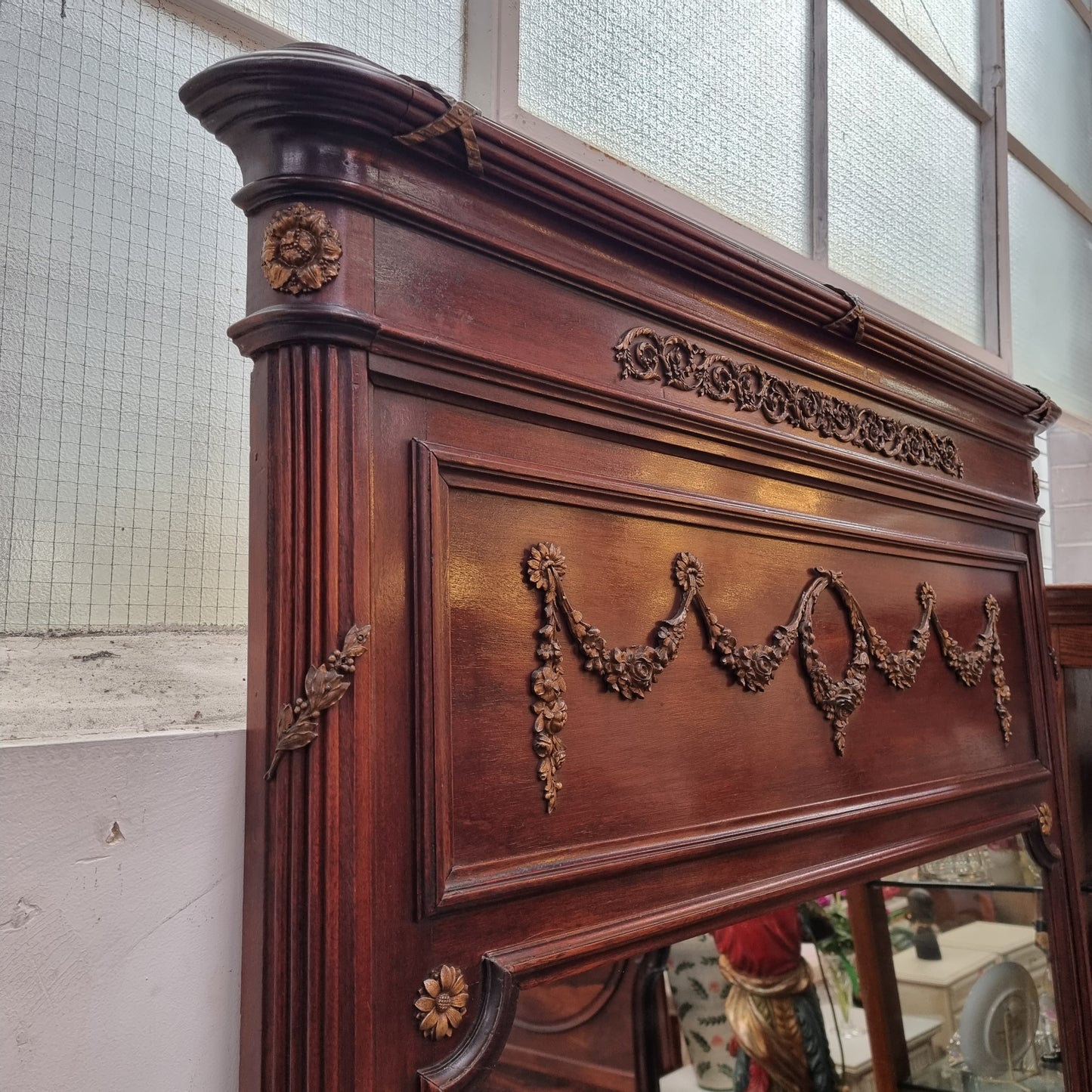 Mahogany Louis XVI Style Mantle Mirror