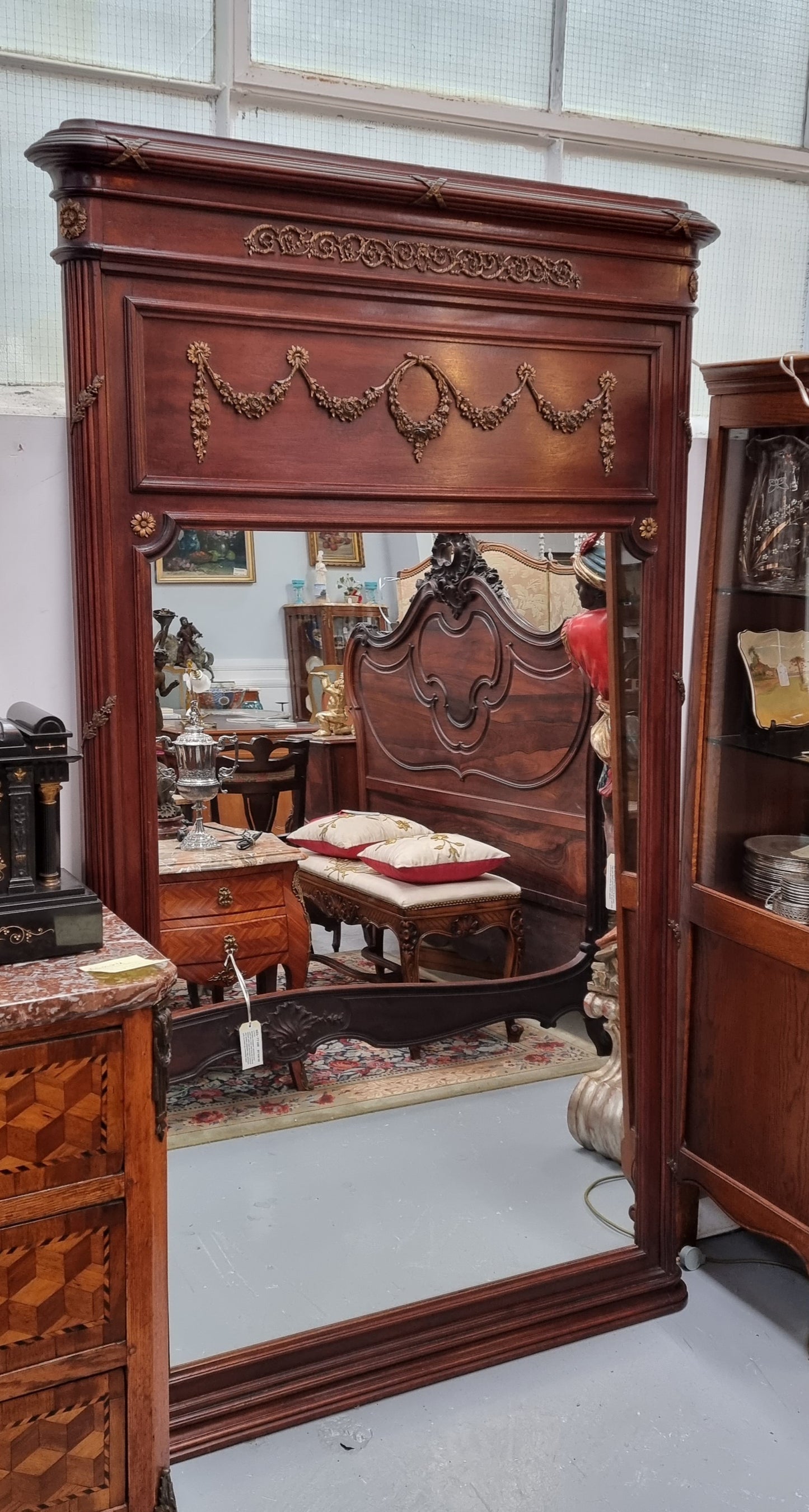 Mahogany Louis XVI Style Mantle Mirror