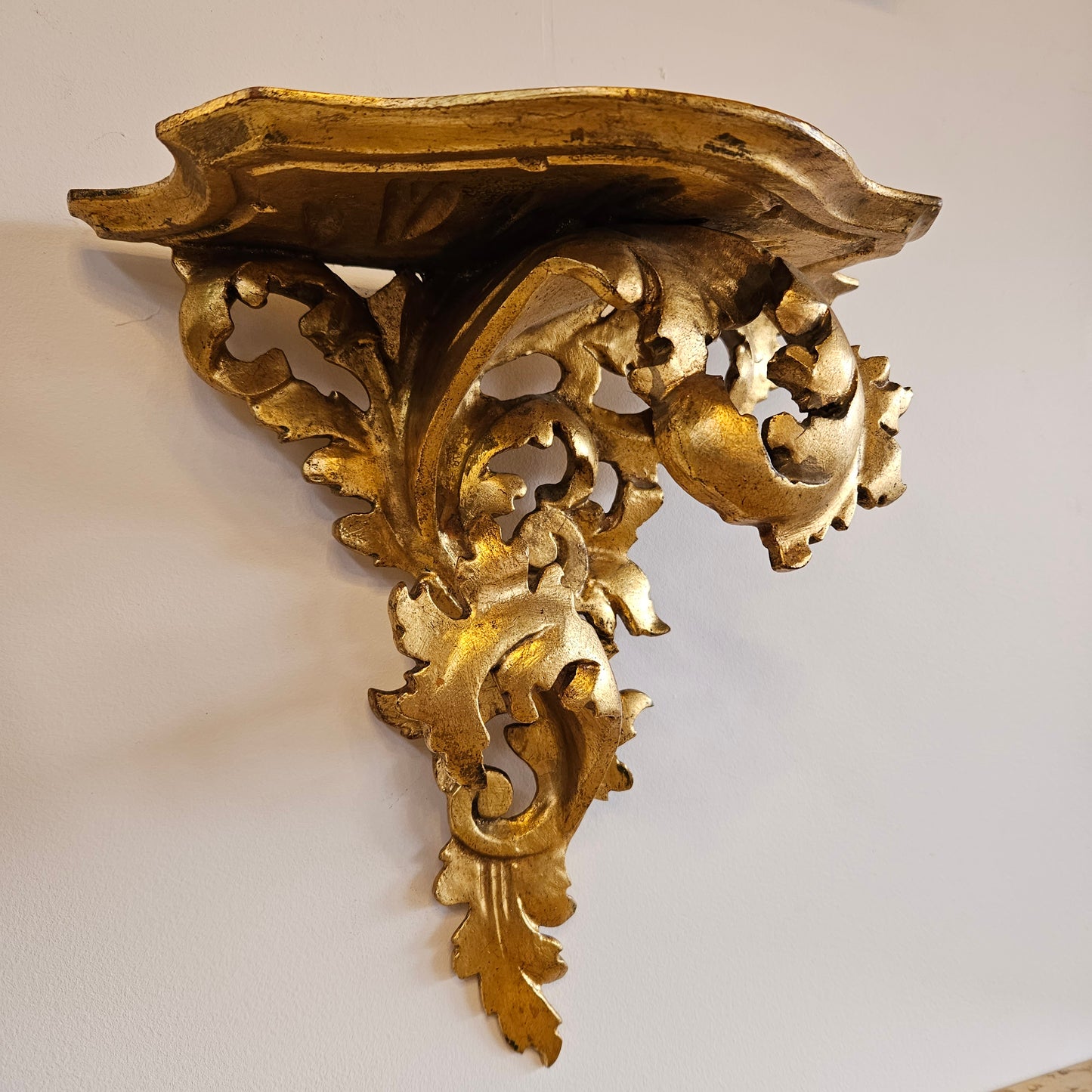 Vintage Gilt Carved Wood Wall Shelf