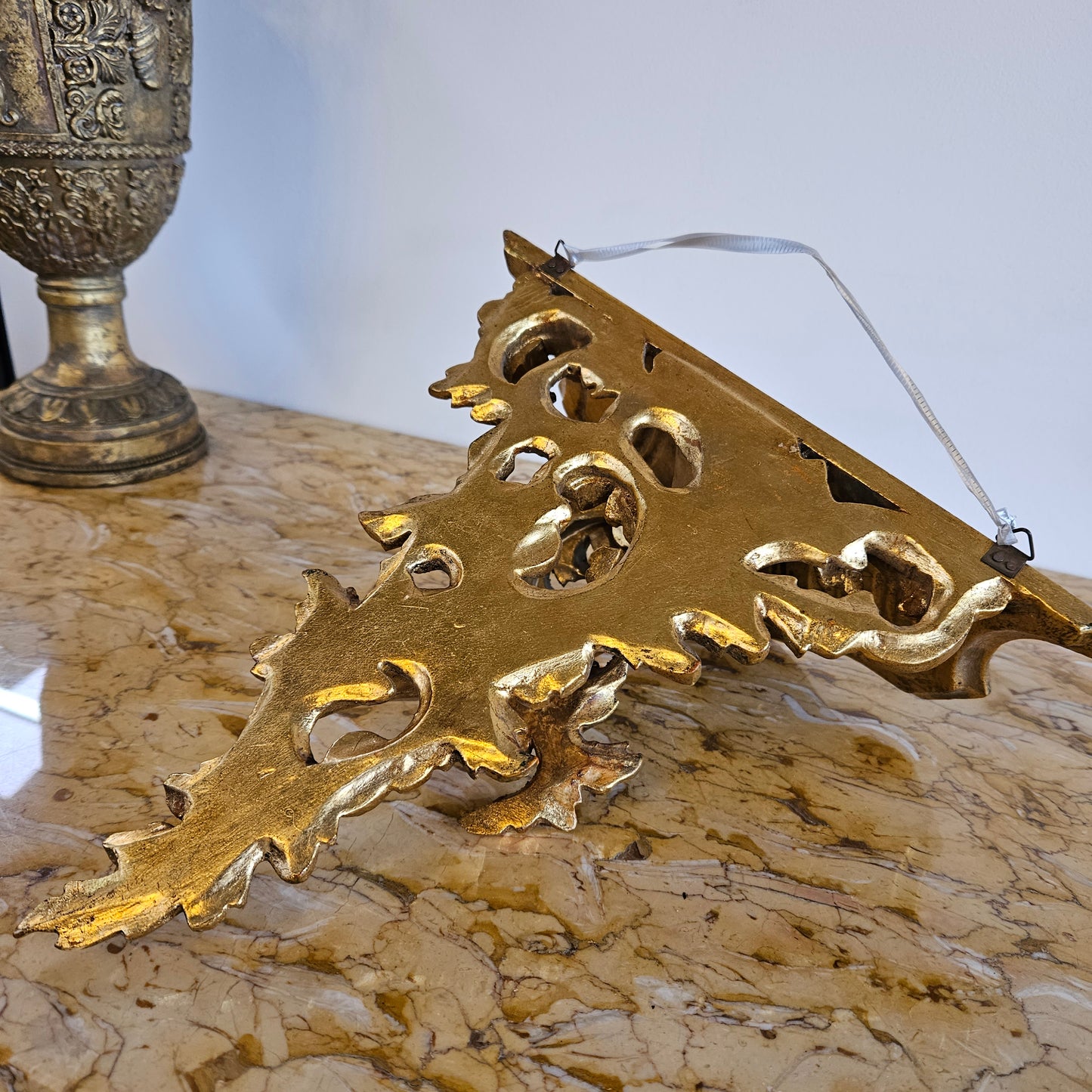 Vintage Gilt Carved Wood Wall Shelf