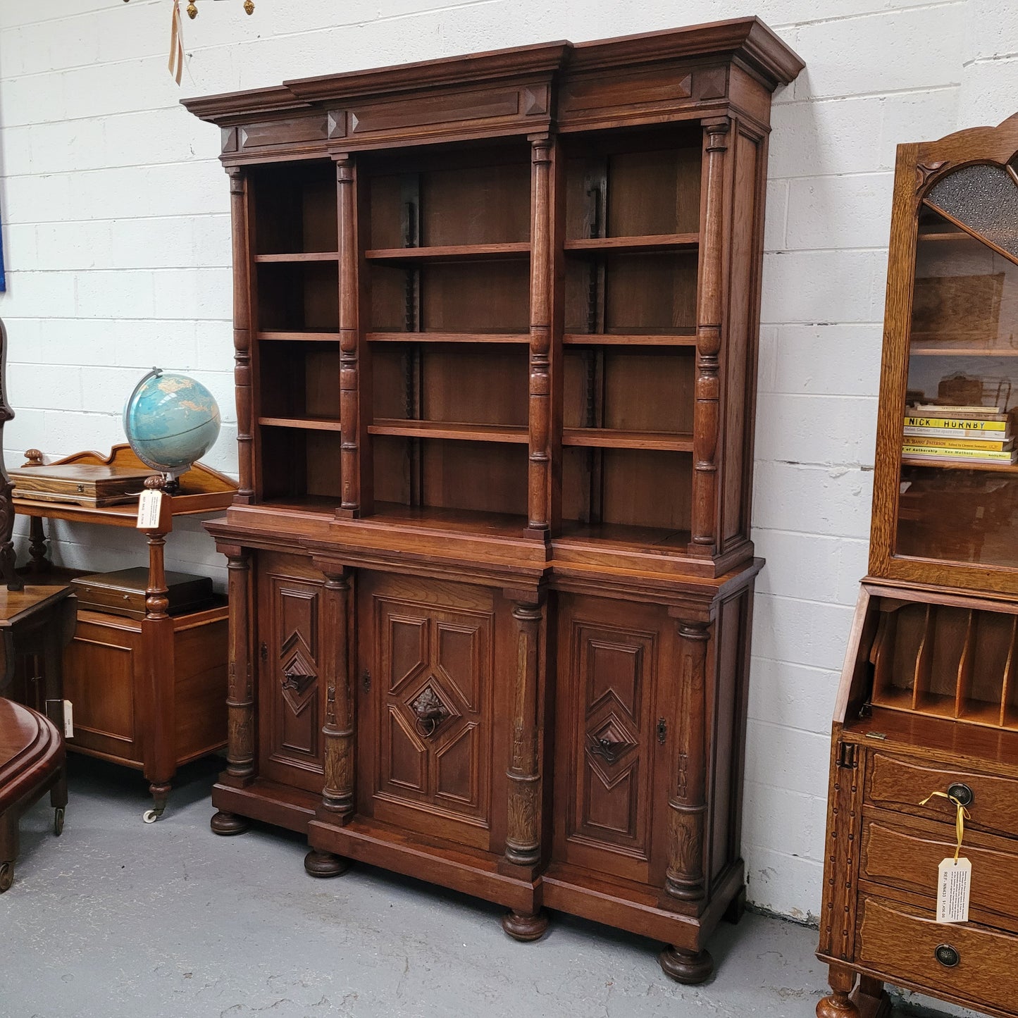 French Oak Renaissance Style Open Bookcase