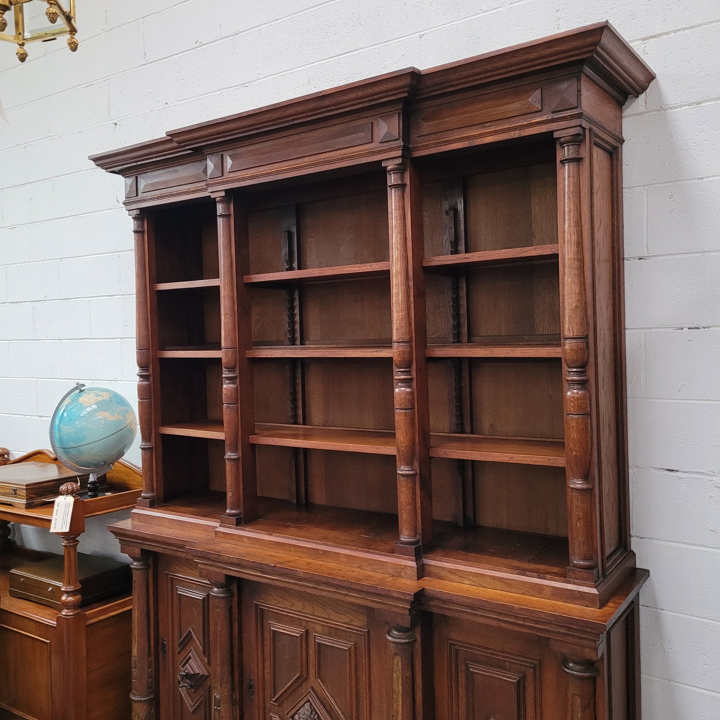 French Oak Renaissance Style Open Bookcase