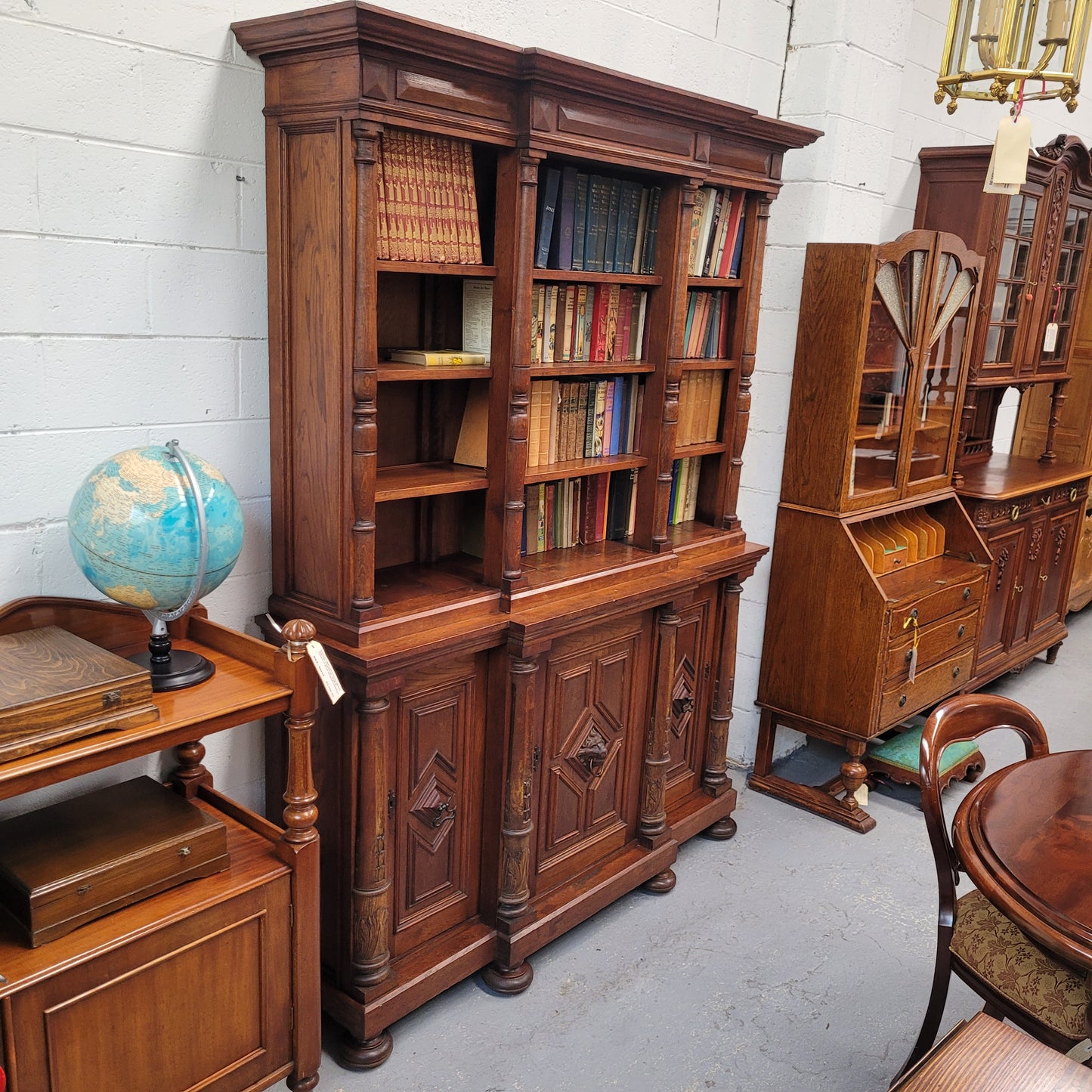 French Oak Renaissance Style Open Bookcase