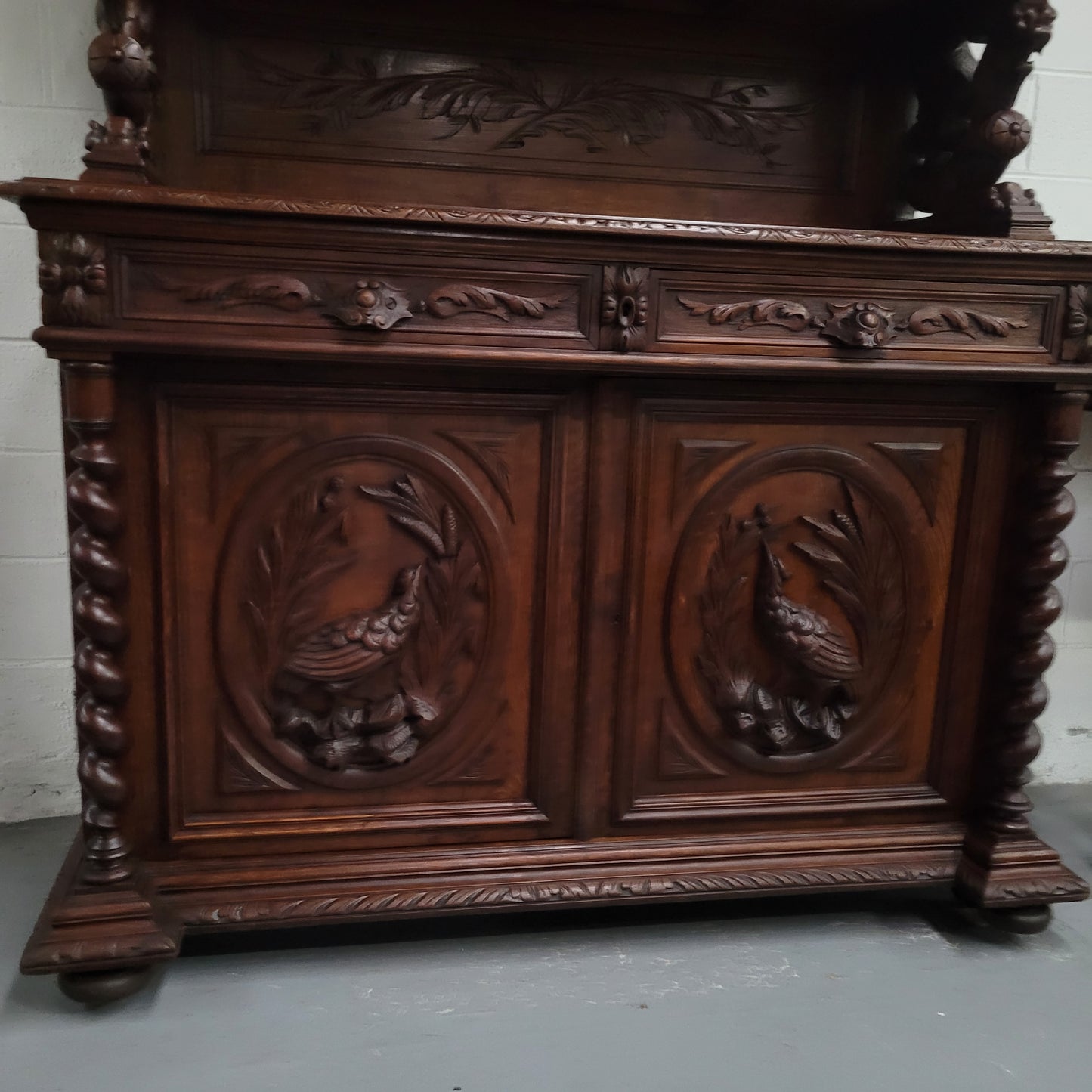 Renaissance Style French Oak Buffet De Corp With Impressive Carvings