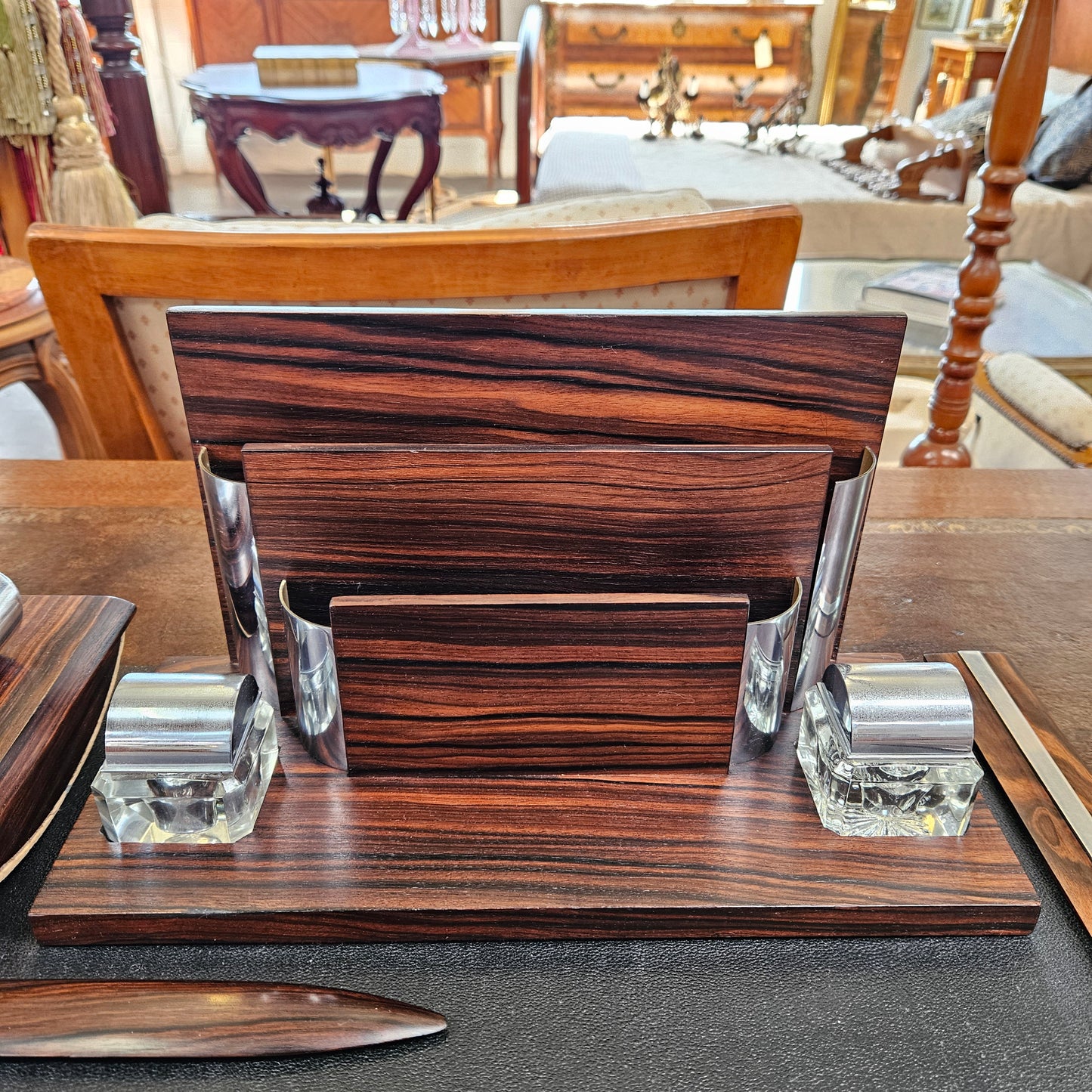Rosewood Art Deco Desk Set